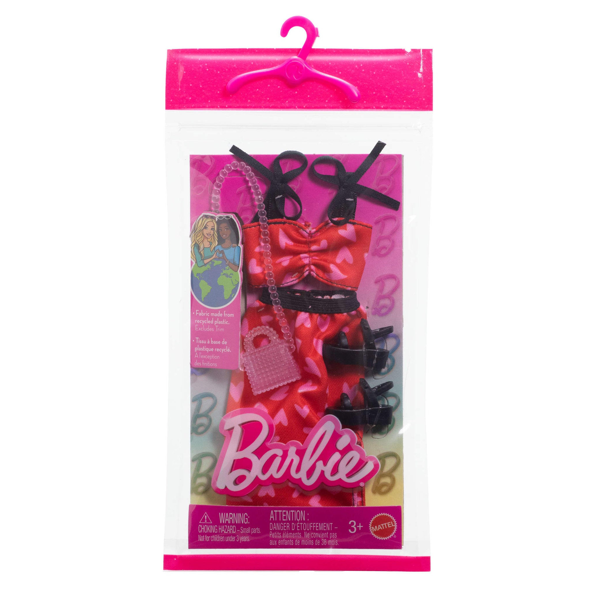 Barbie Complete Looks - Red Dress with Pink Hearts  Toyworld Australia