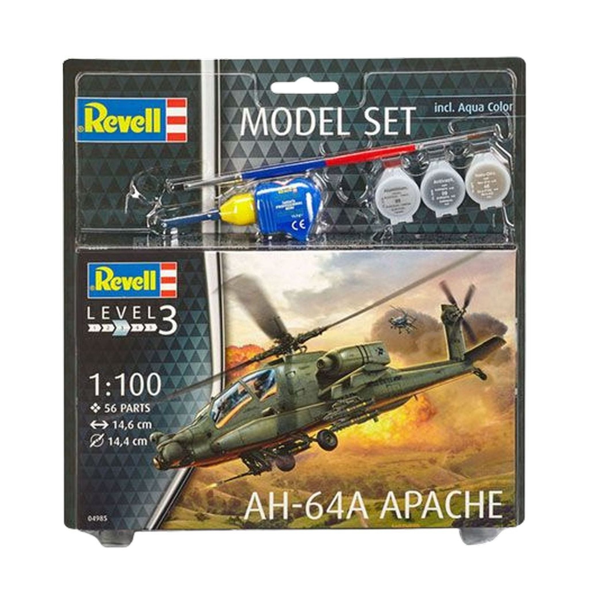Összerakható modell Revell AH-64A Apache, festékek és ragasztó
