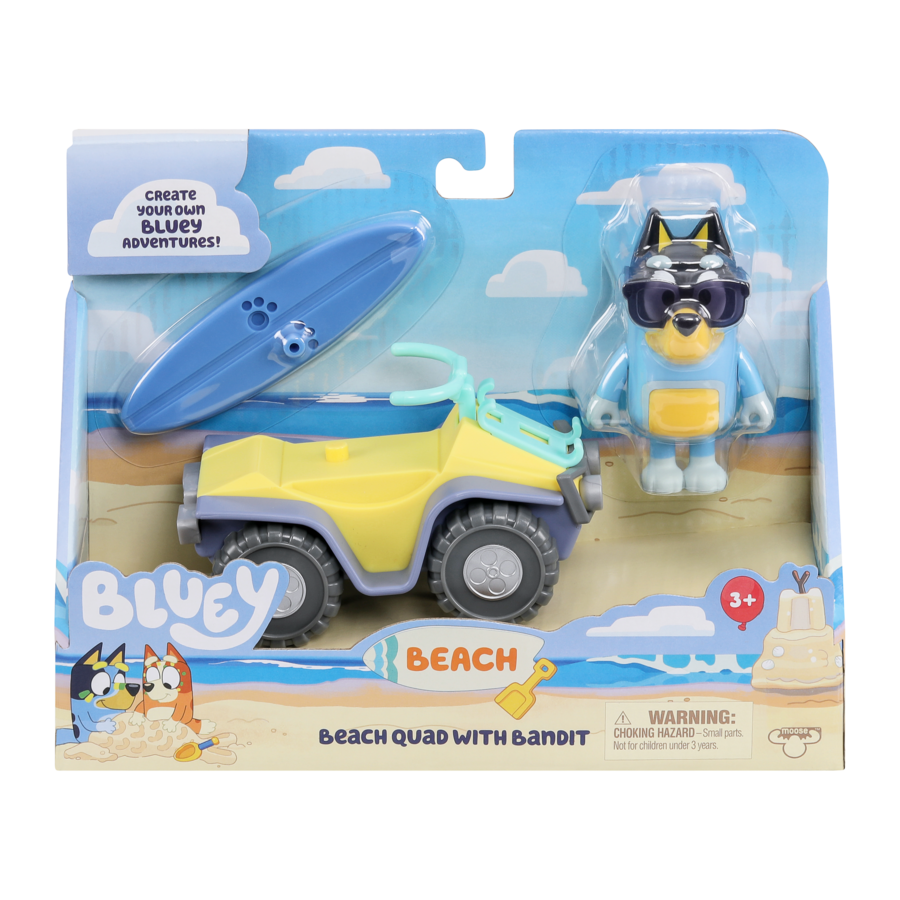 BLUEY SERIES 9 VEHICLE AND FIGURE - BLUEY BEACH QUAD WITH BANDIT