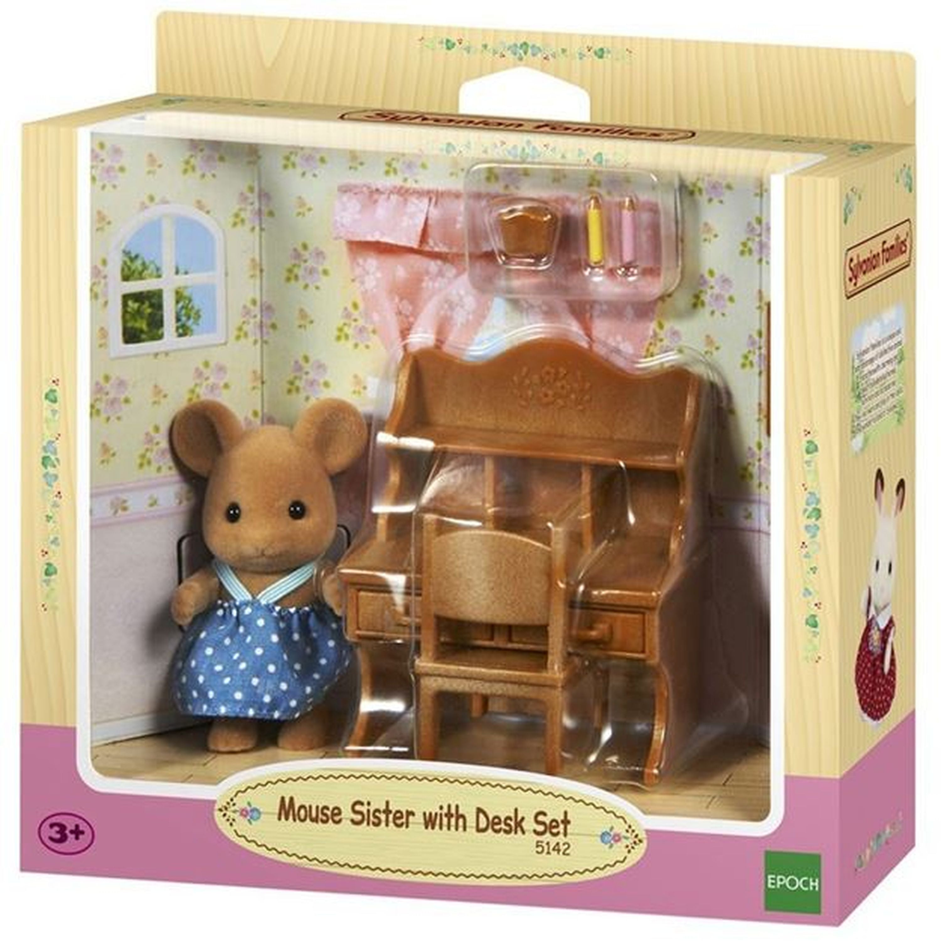 Sylvanian Families Mouse Sister With Desk Set