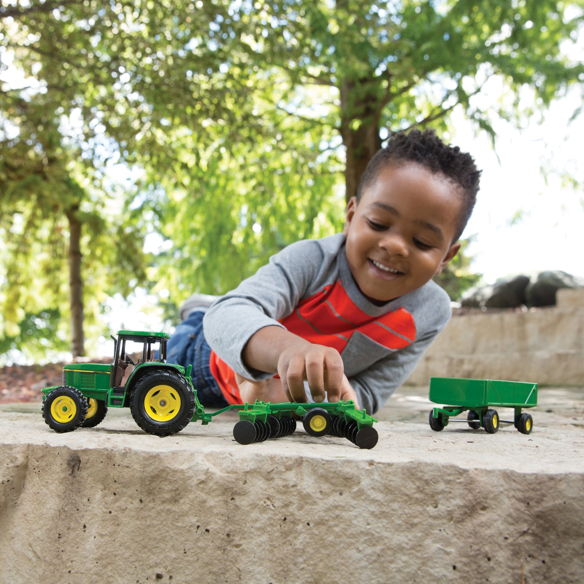 John Deere Die-Cast 1:32 6410 Tractor with Wagon & Disc