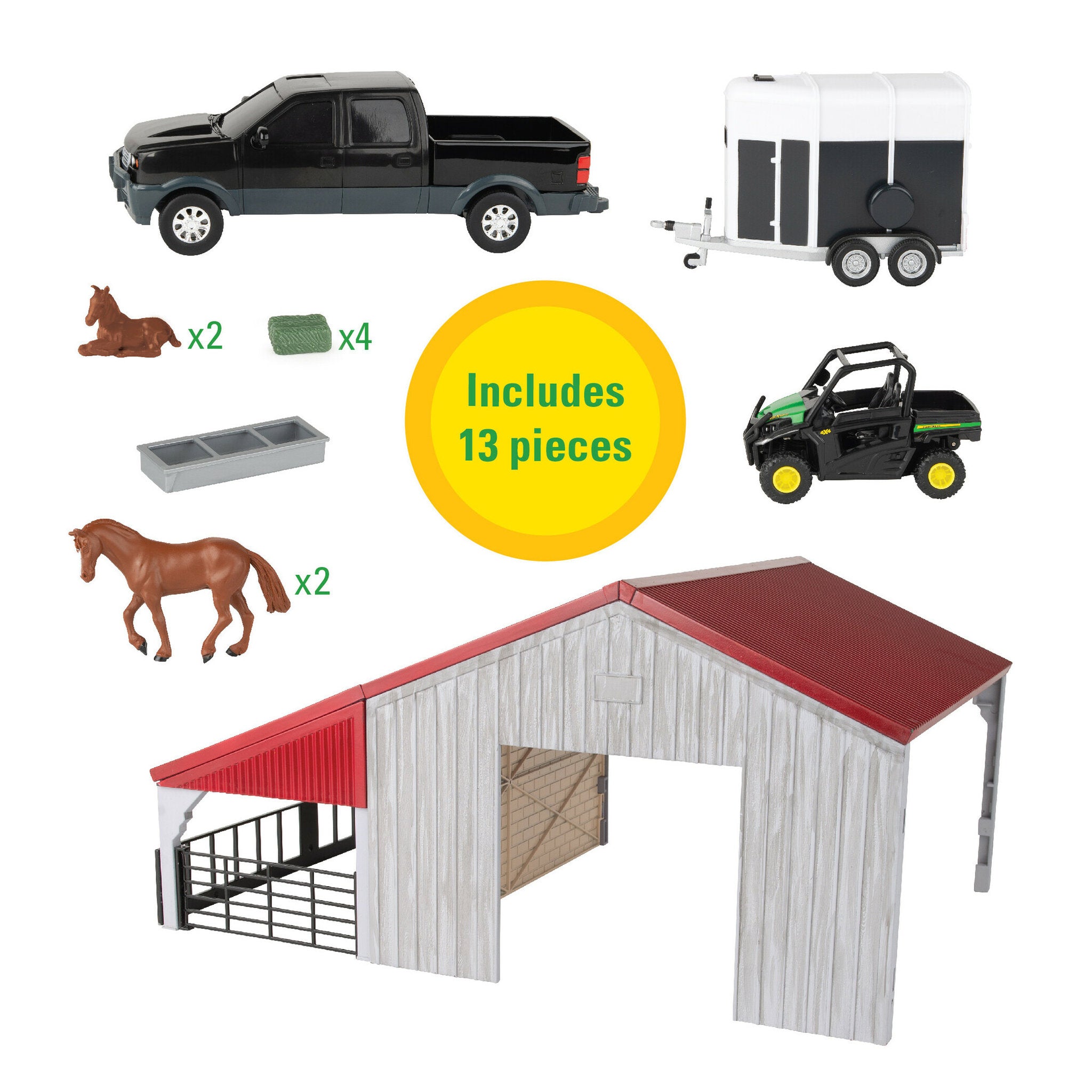John Deere 1:32 Weathered Barn Playset - Horses