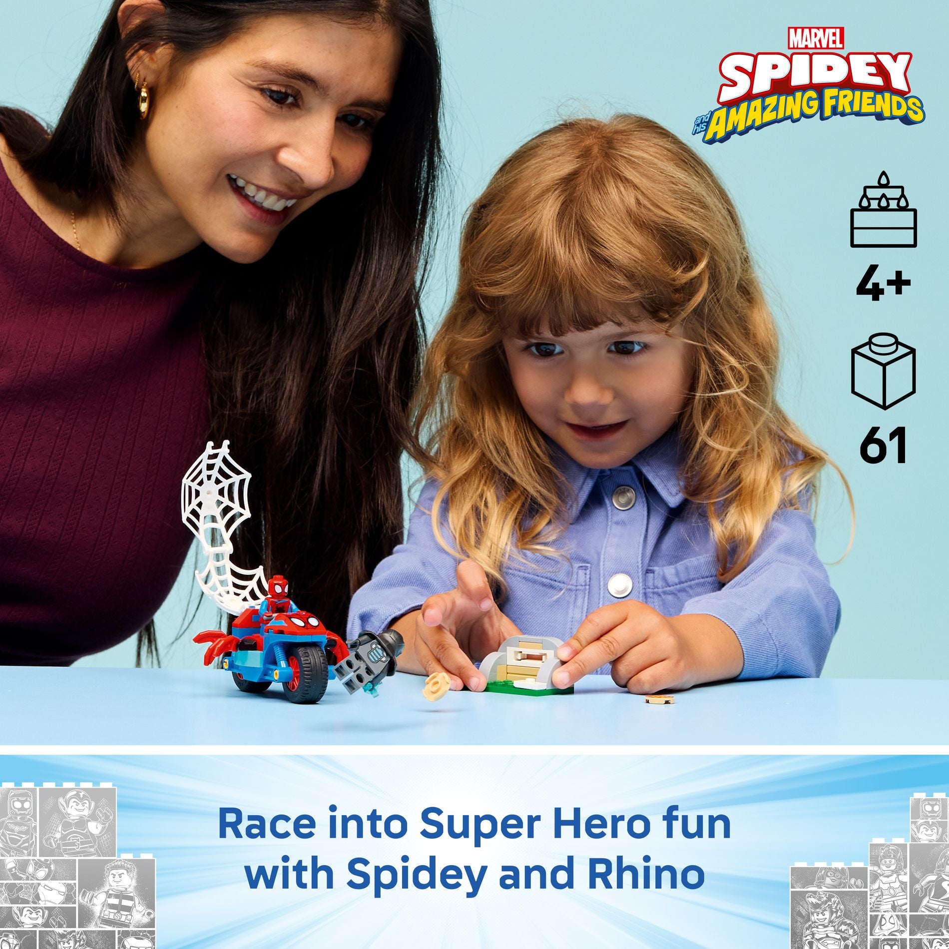LEGO 11206 Marvel Spidey And His Amazing Friends Spidey On his Motorcycle vs. Rhino - Toyworld Australia