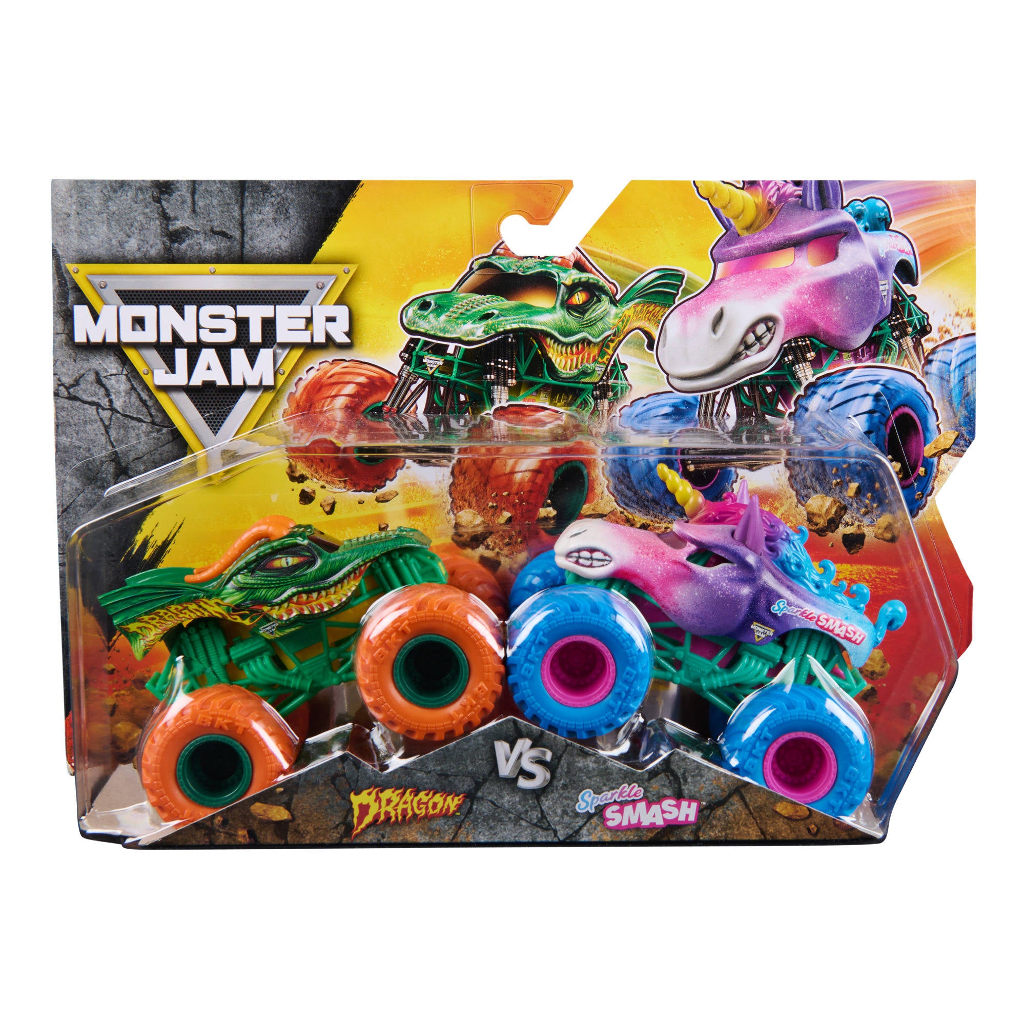 Monster Jam 1:64 Die-Cast 2 Pack  Dragon vs Sparkle Smash