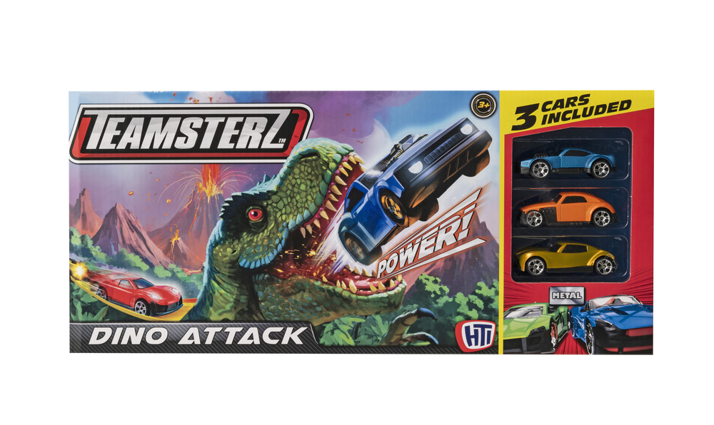 Teamsterz Dino Attack Playset With 3 Die-Cast Cars
