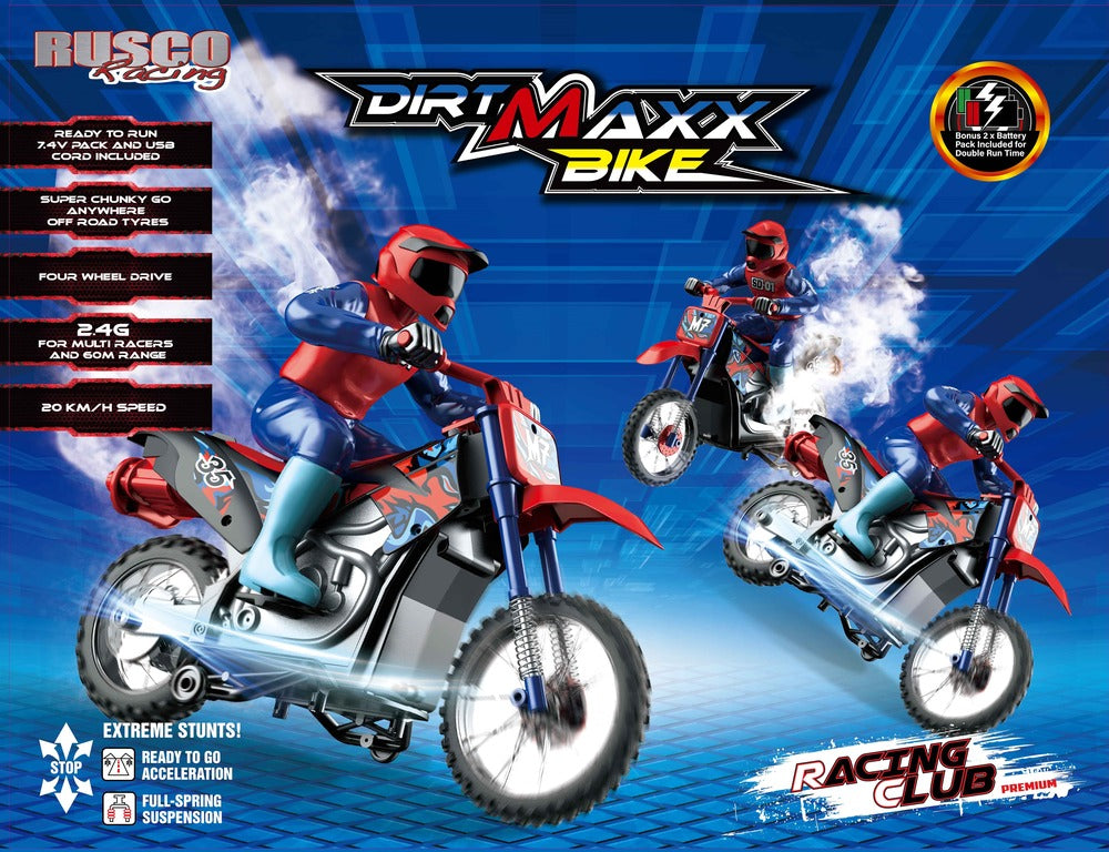 RUSCO RACING 1:10 DIRT MAXX MOTORBIKE WITH SOUNDS AND SMOKE