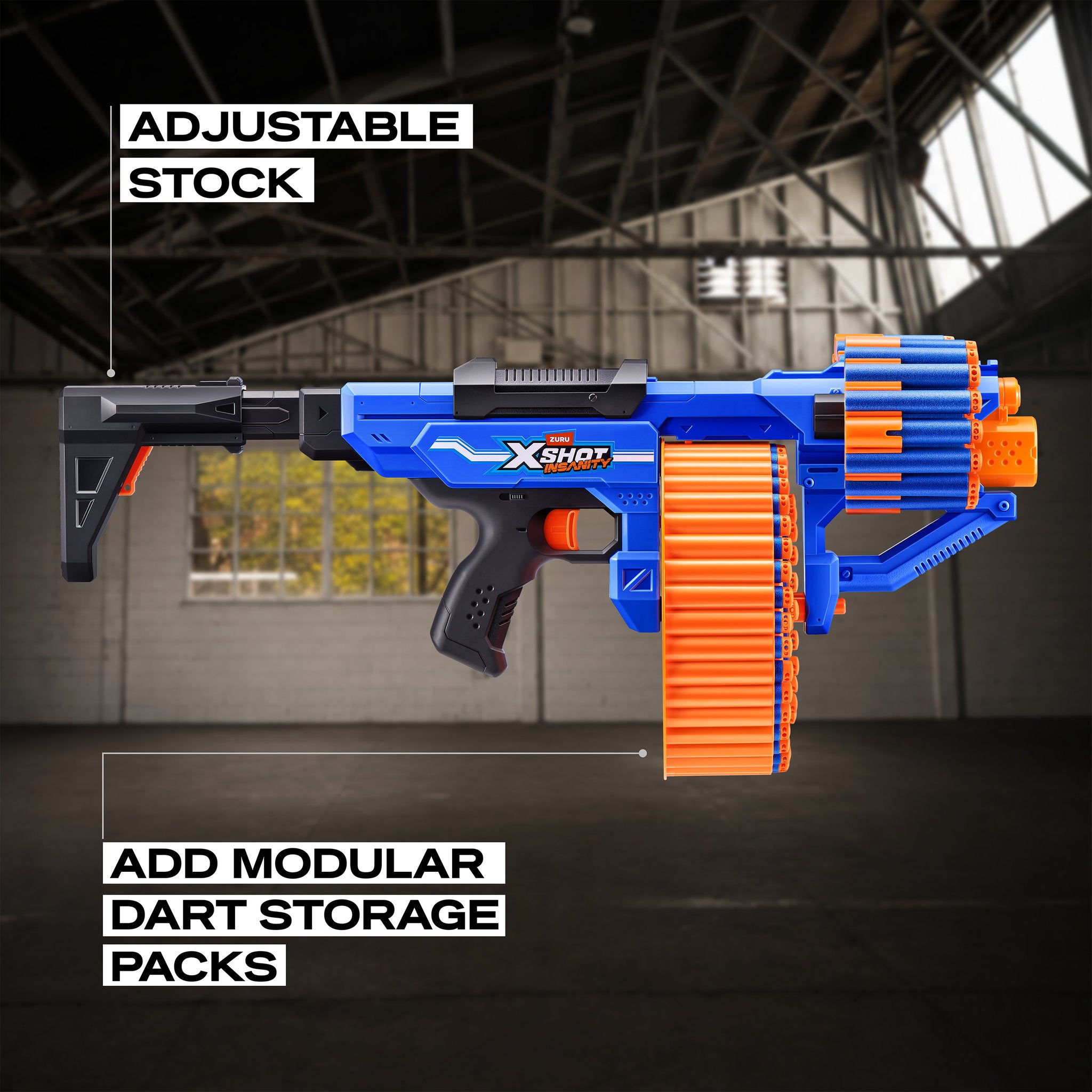 ZURU XSHOT Insanity Blitz Hammer With 48 Darts