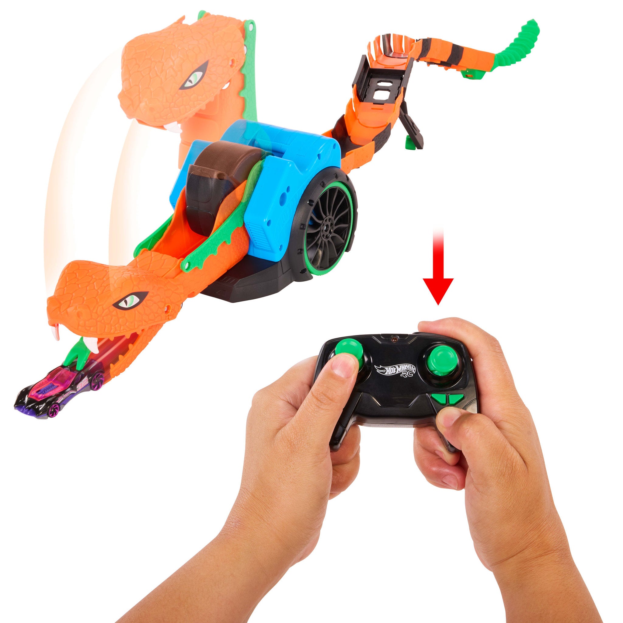 Hot Wheels RC 1:64 Die-Cast Let's Race Slither 'N Strike Snake Playset