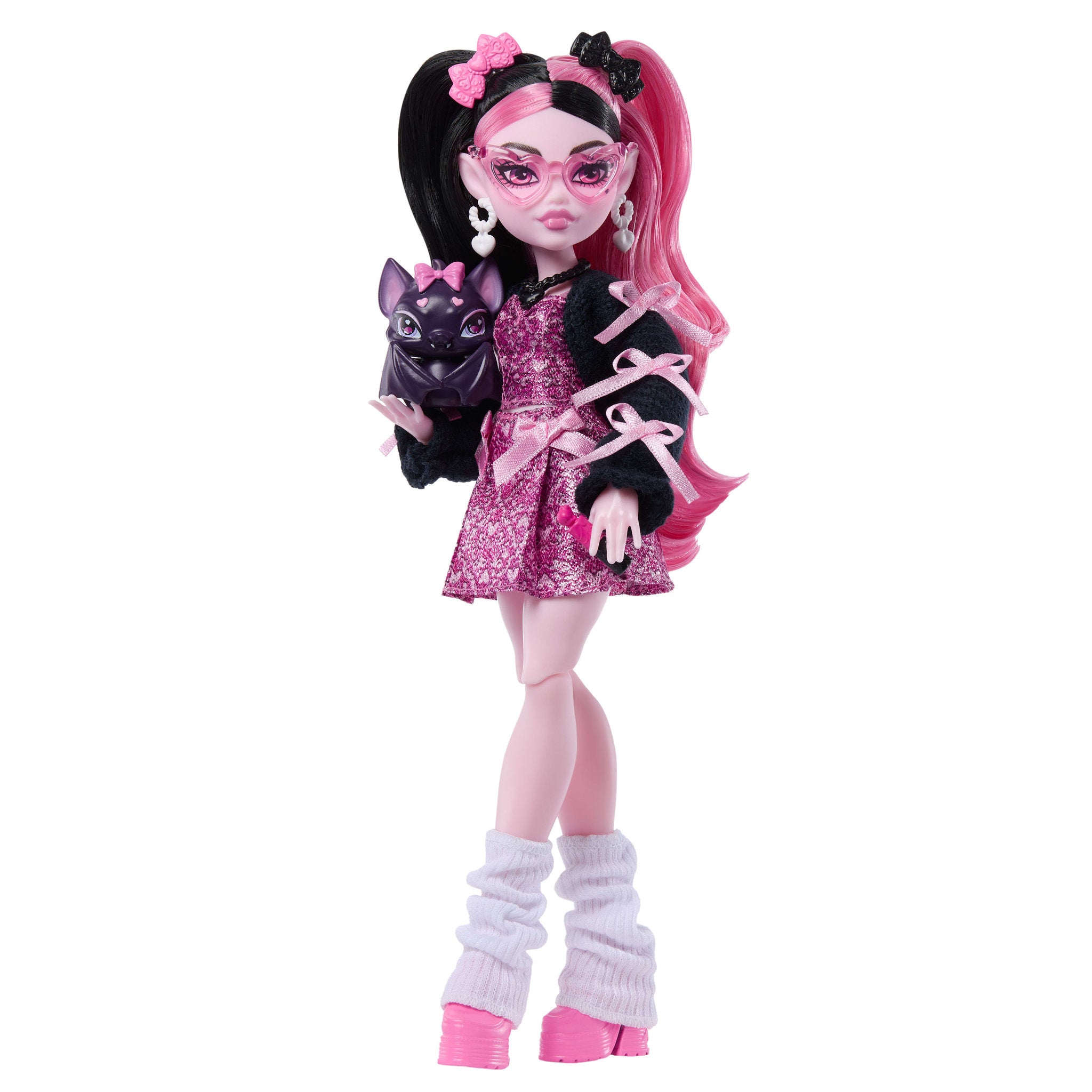 Monster High Draculaura Doll with Pink Bow Dress & Count Fabulous Pet