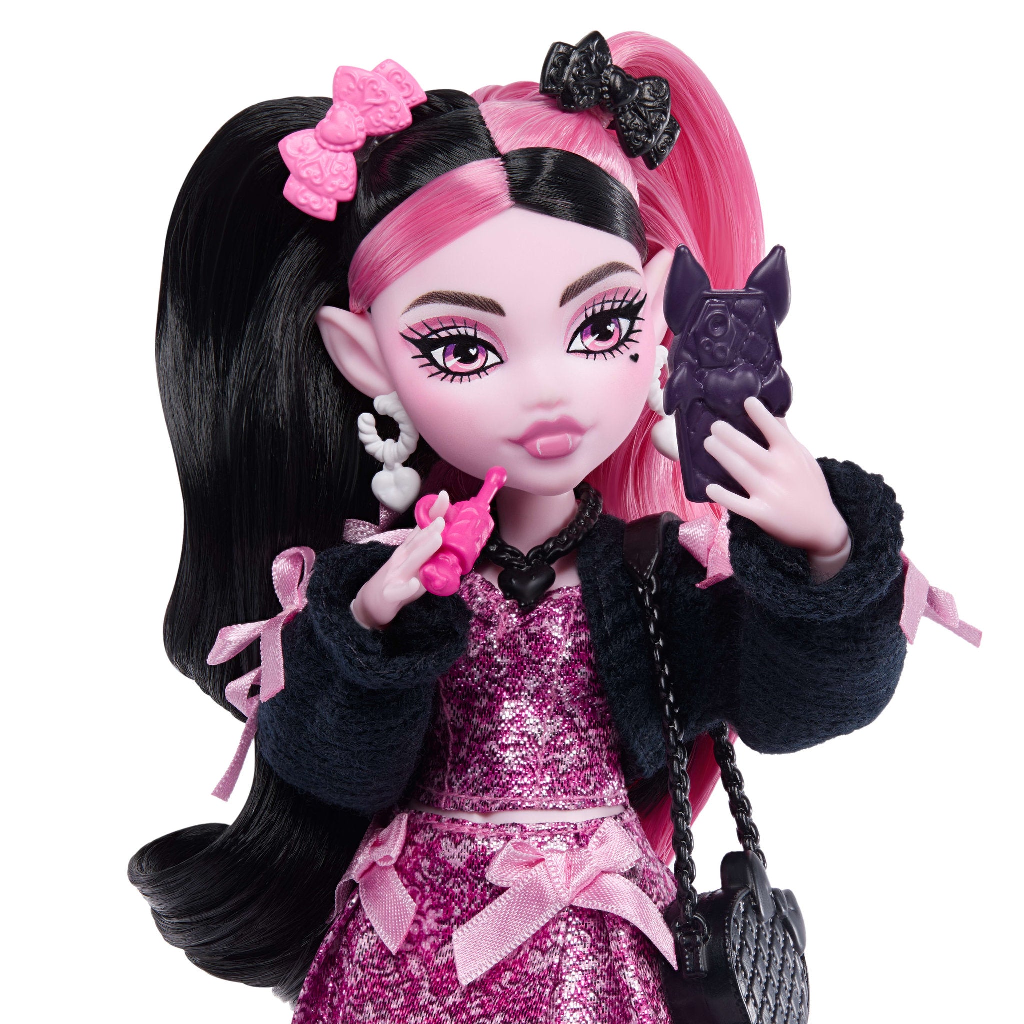 Monster High Draculaura Doll with Pink Bow Dress & Count Fabulous Pet