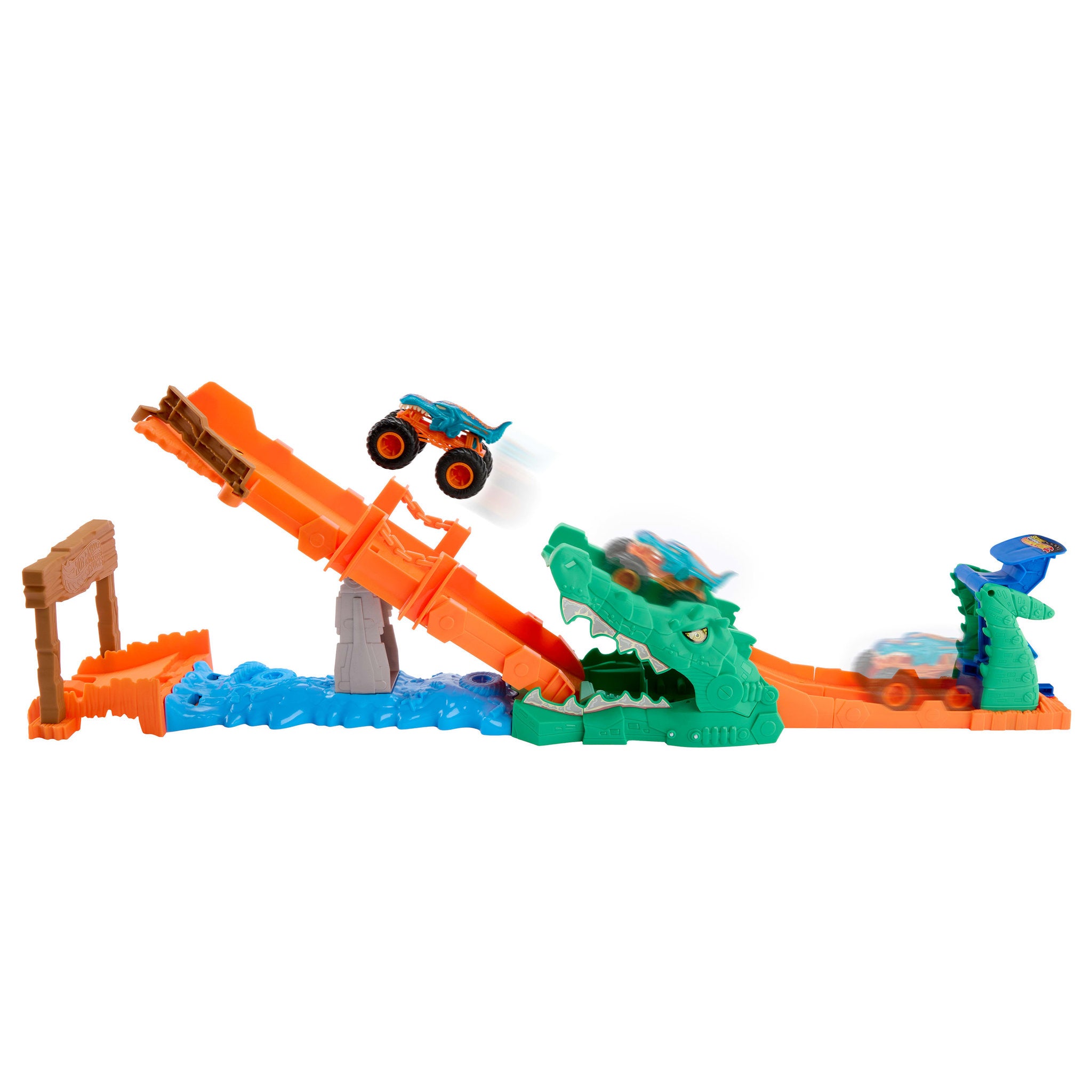 Hot Wheels Monster Trucks Crocodile Crash Challenge  Track Set