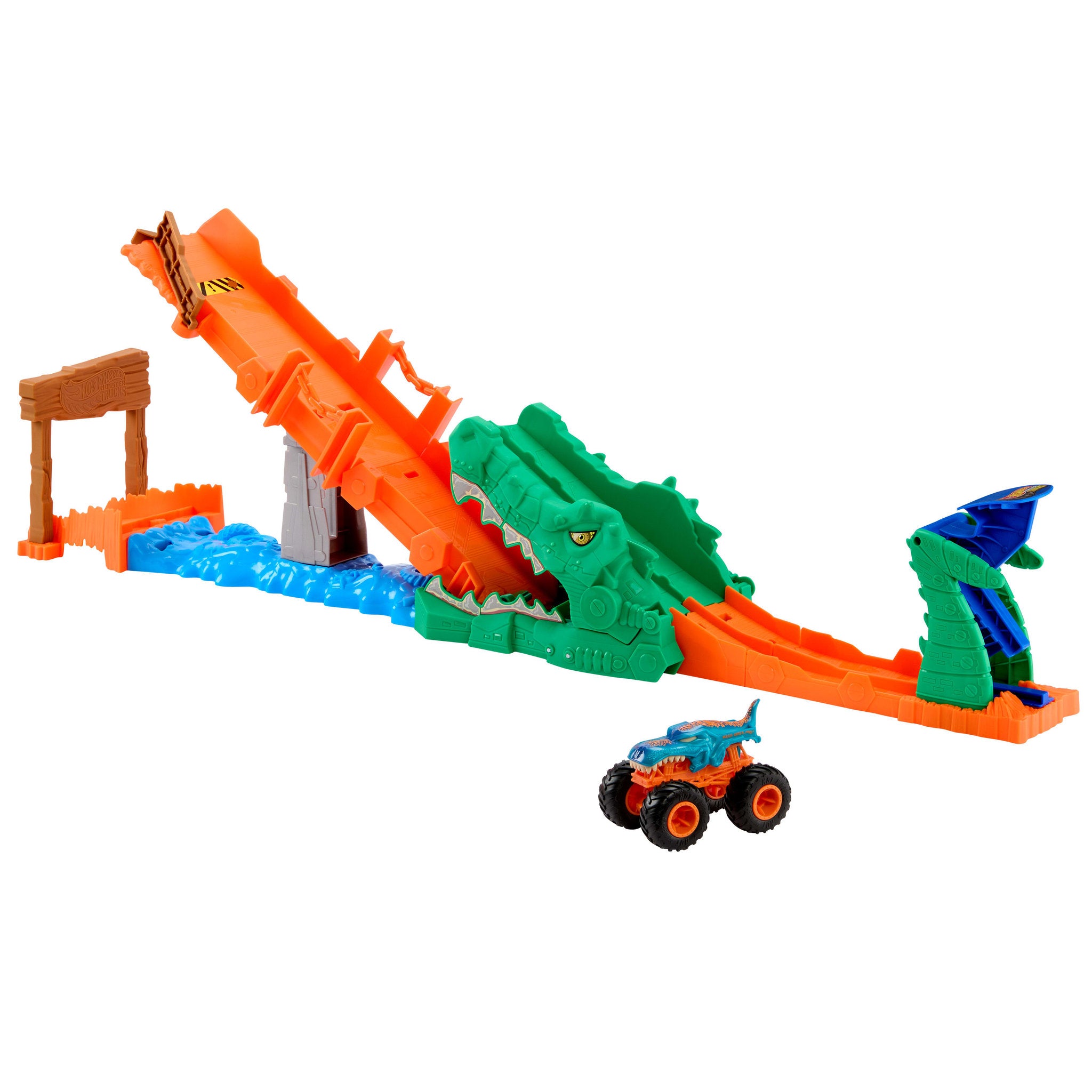 Hot Wheels Monster Trucks Crocodile Crash Challenge  Track Set