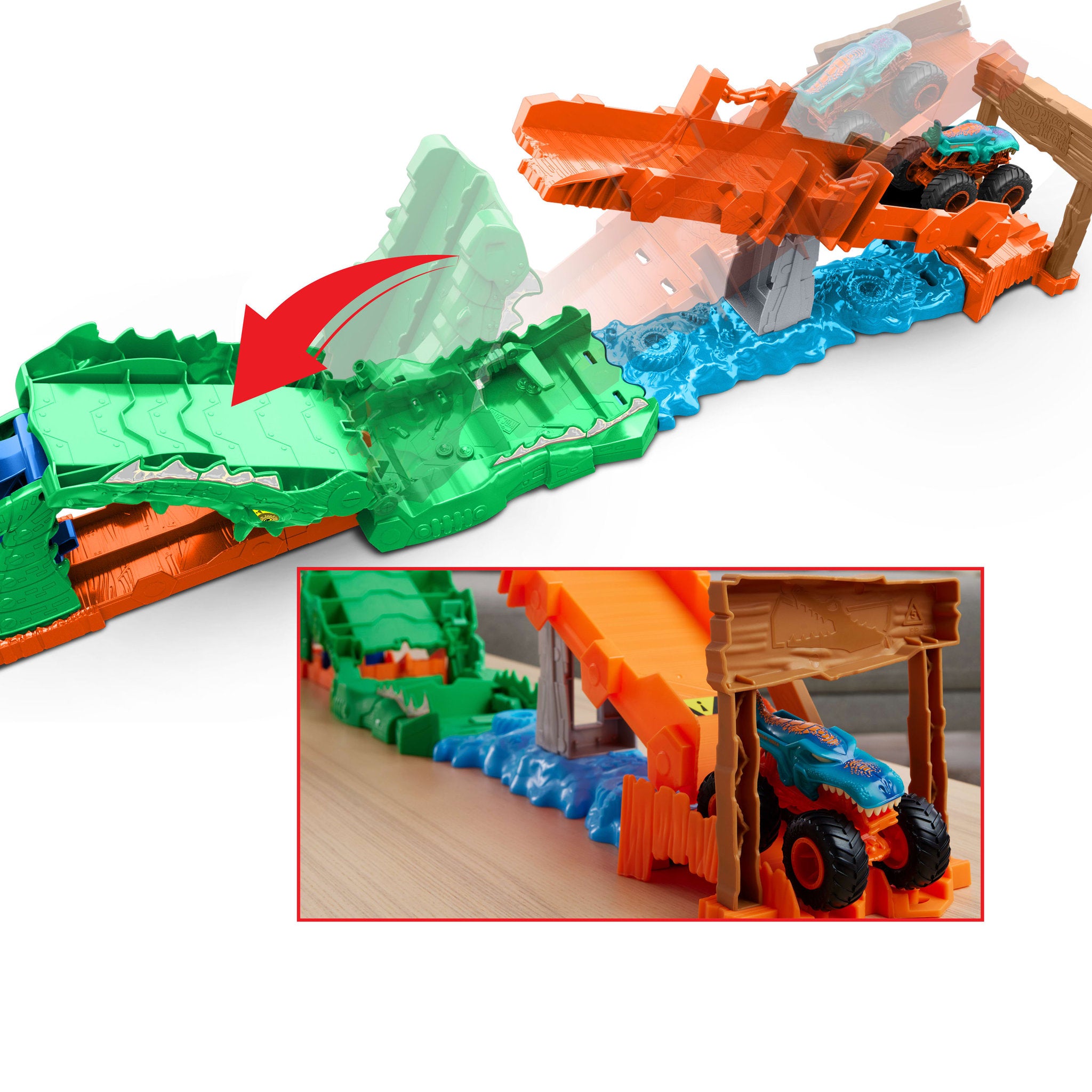 Hot Wheels Monster Trucks Crocodile Crash Challenge  Track Set