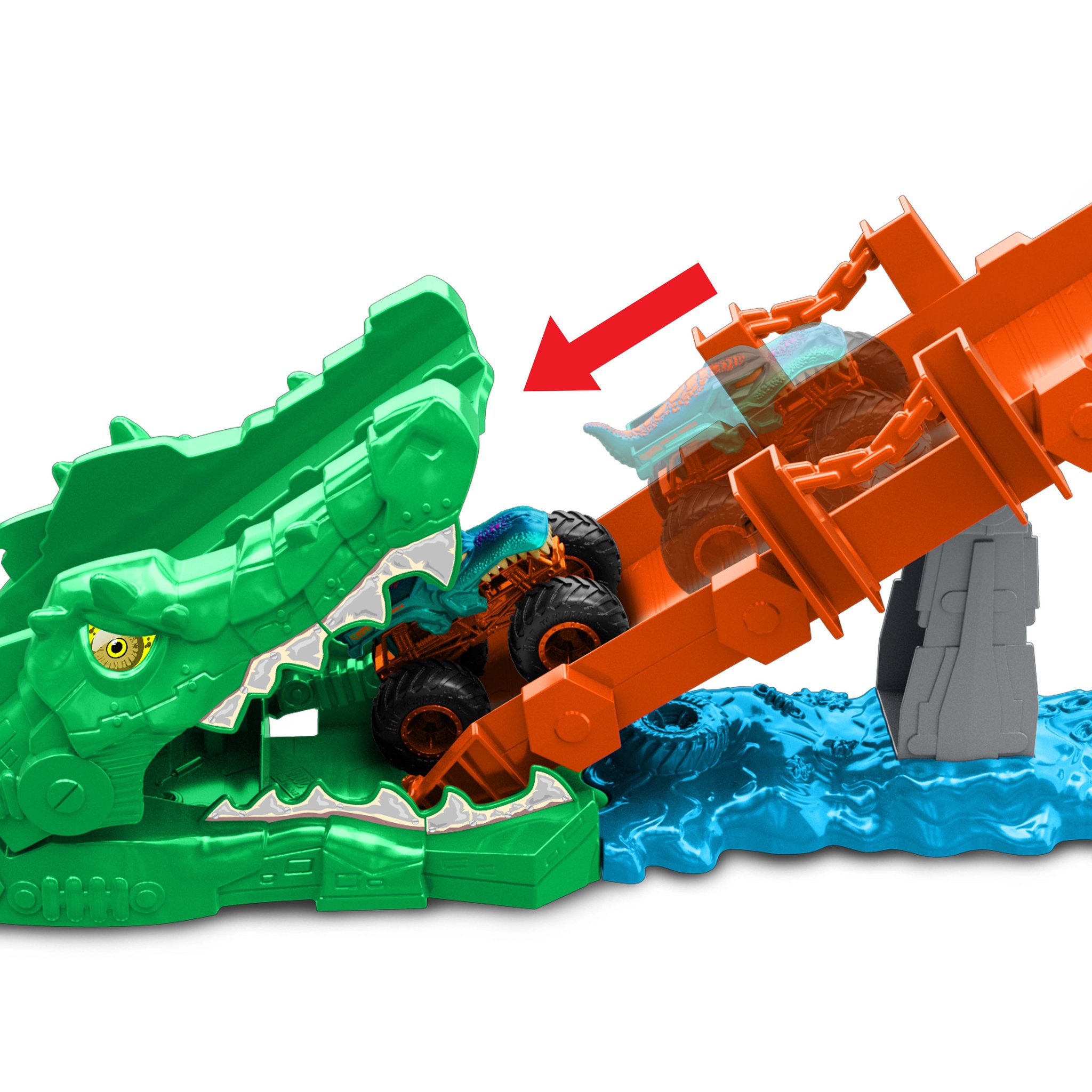 Hot Wheels Monster Trucks Crocodile Crash Challenge  Track Set
