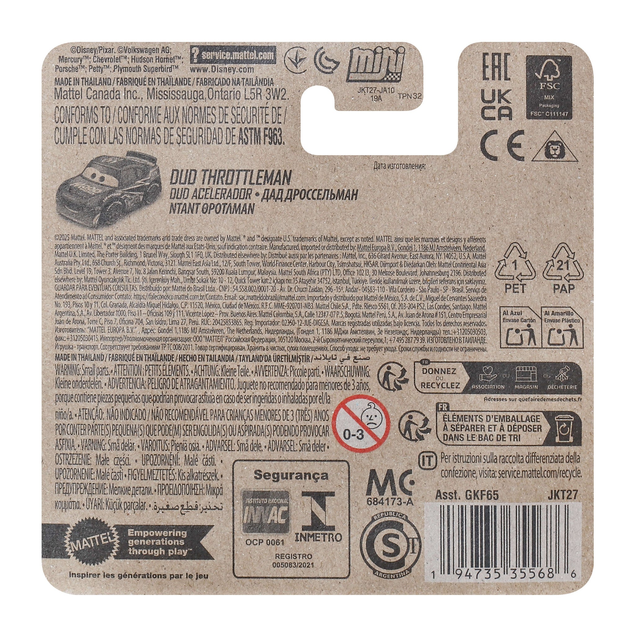 Disney Pixar Cars Mini Die-Cast Racers - Dud Throttleman - Toyworld Australia