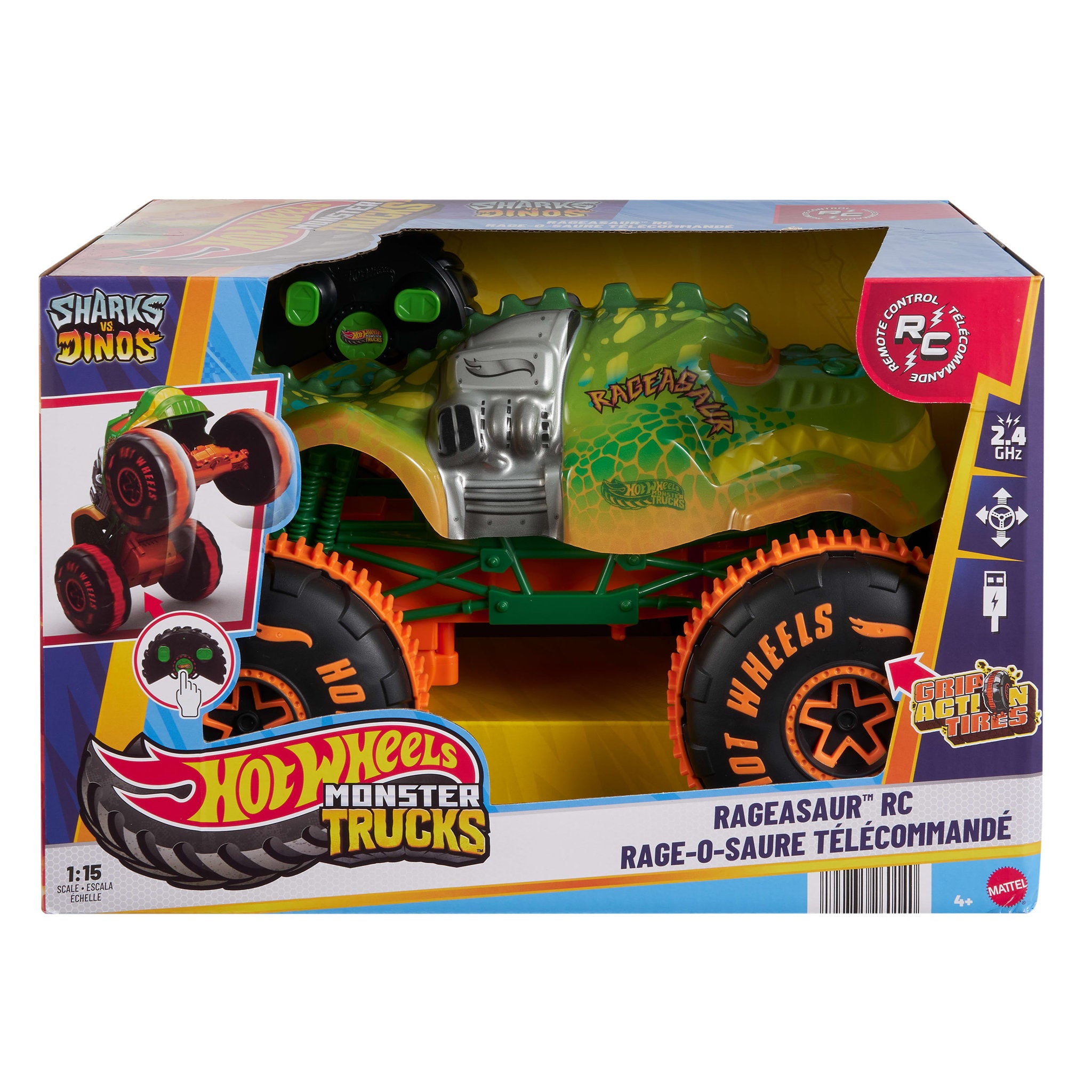 Hot Wheels Monster Trucks RC 1:15 Sharks Vs. Dinos - Rageasaur