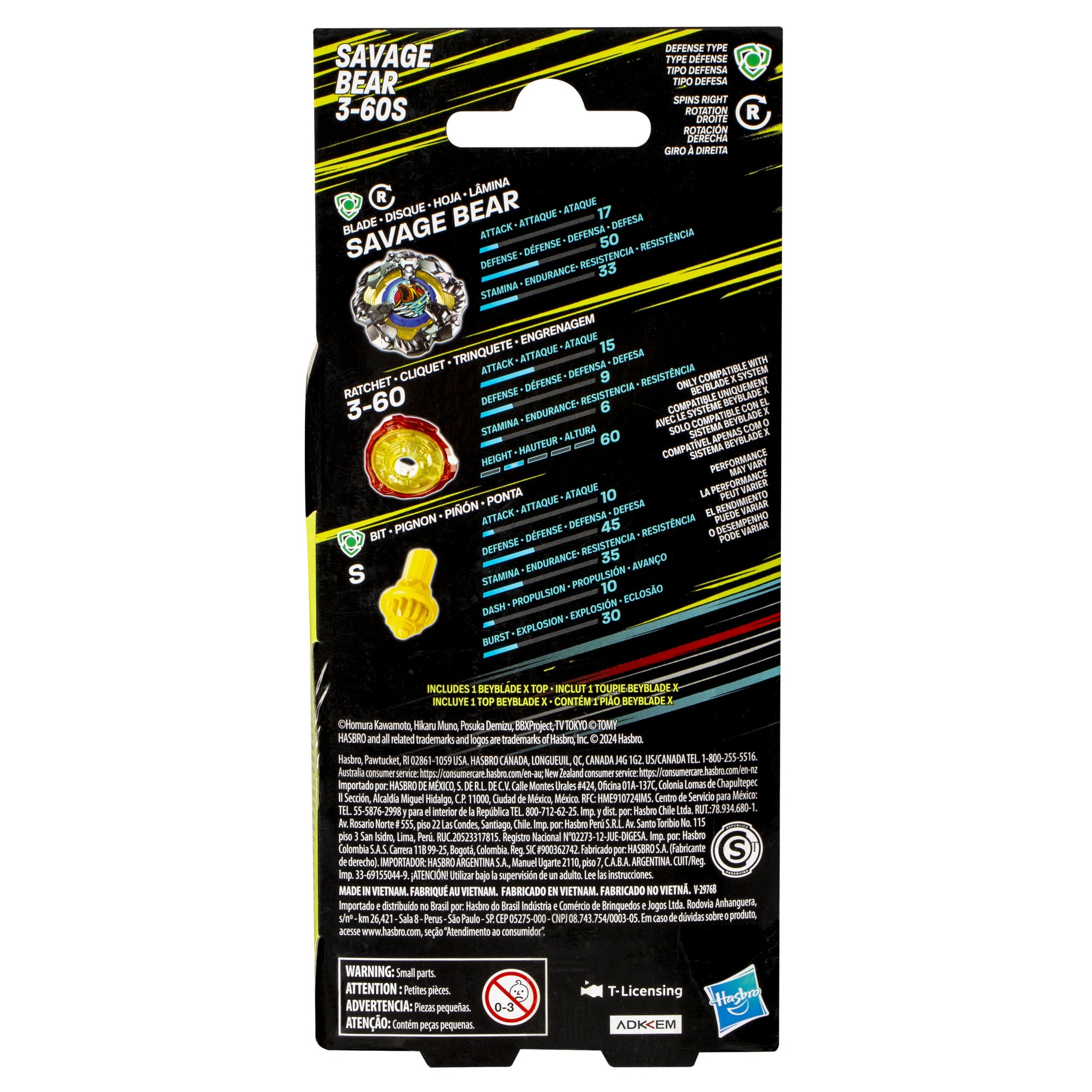 Beyblade X Savage Bear 3-60S Booster Pack Set