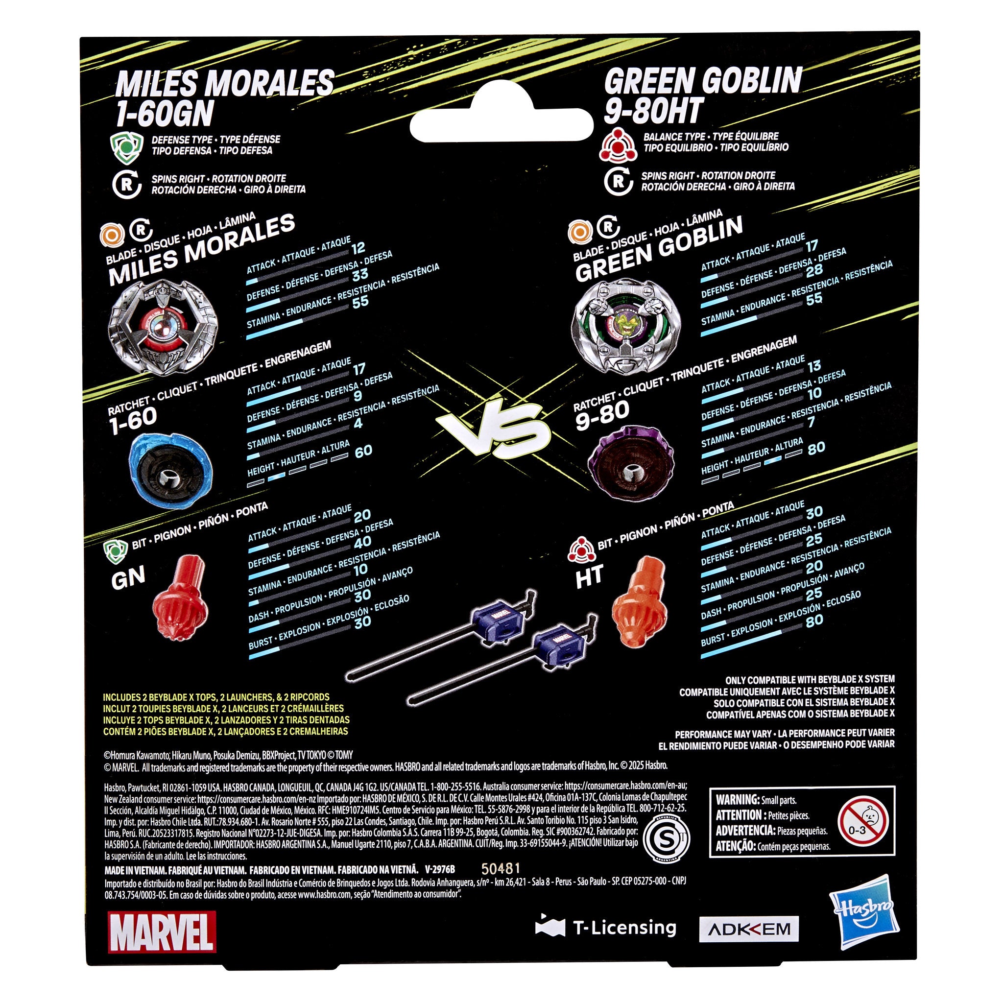 Beyblade X Marvel Collab Multipack - Miles Morales 1-60GN VS Green Goblin 9-80HT