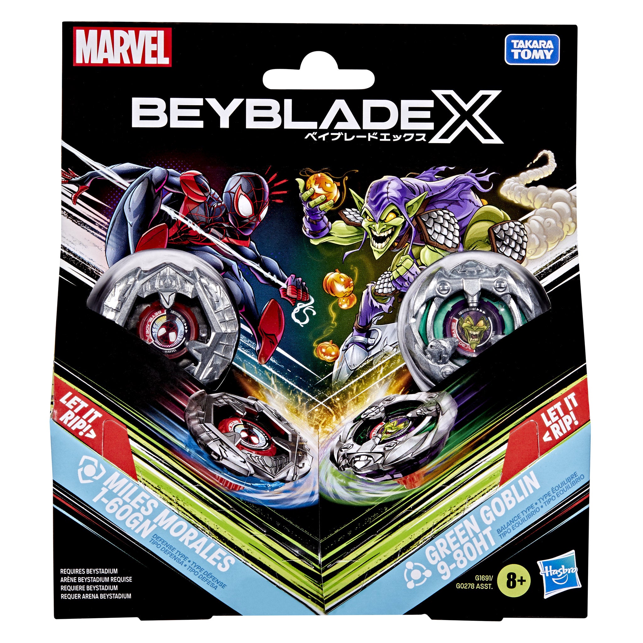 Beyblade X Marvel Collab Multipack - Miles Morales 1-60GN VS Green Goblin 9-80HT