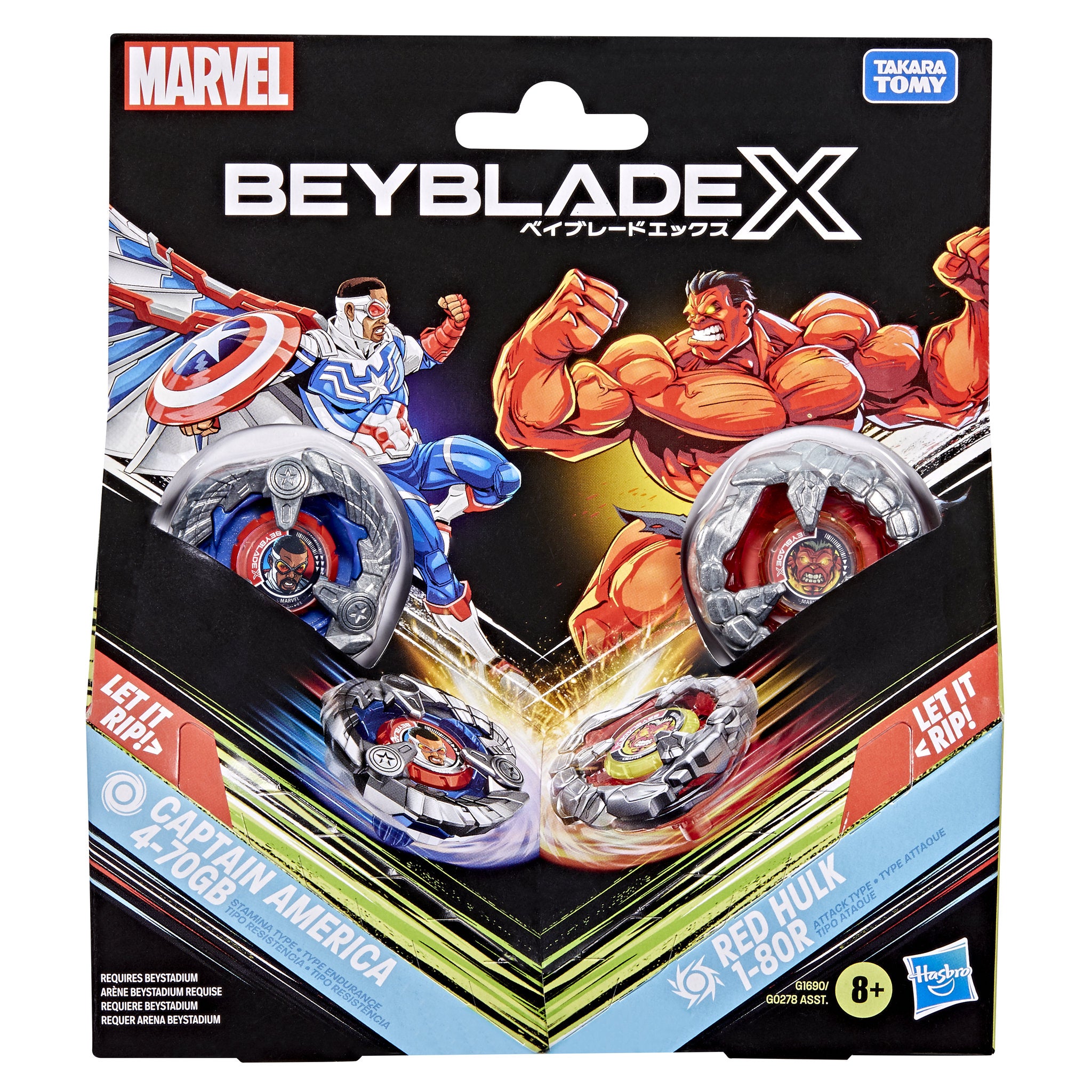 Beyblade X Marvel Collab Multipack - Captain America 4-70GB VS Red Hulk 1-80R