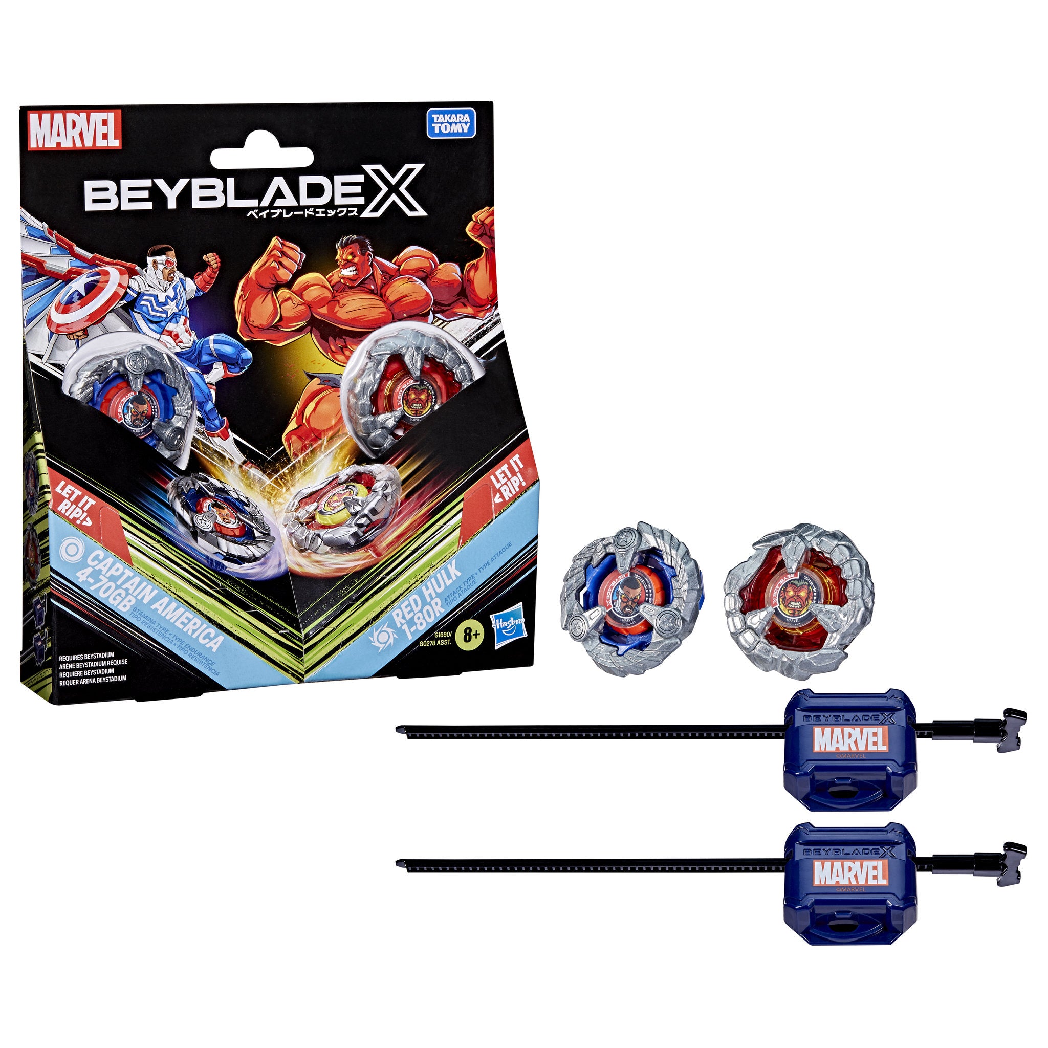 Beyblade X Marvel Collab Multipack - Captain America 4-70GB VS Red Hulk 1-80R