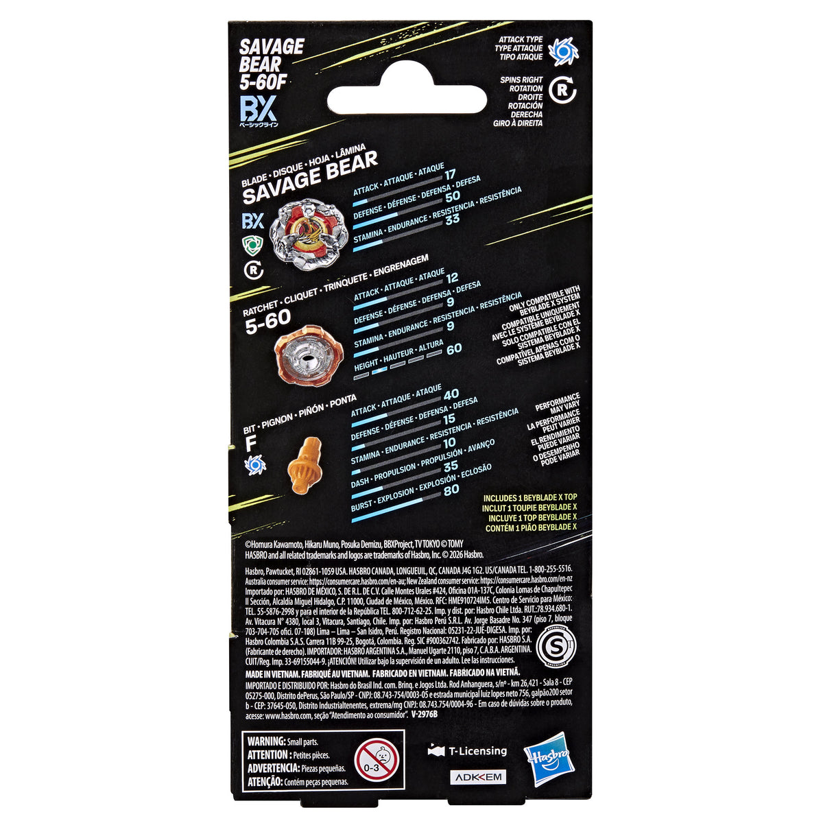 Beyblade X Single Top Bear 5-60F Booster Pack