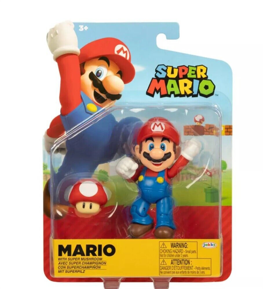 Nintendo Super Mario 4 Inch Figures W33 Mario With Super Mushroom