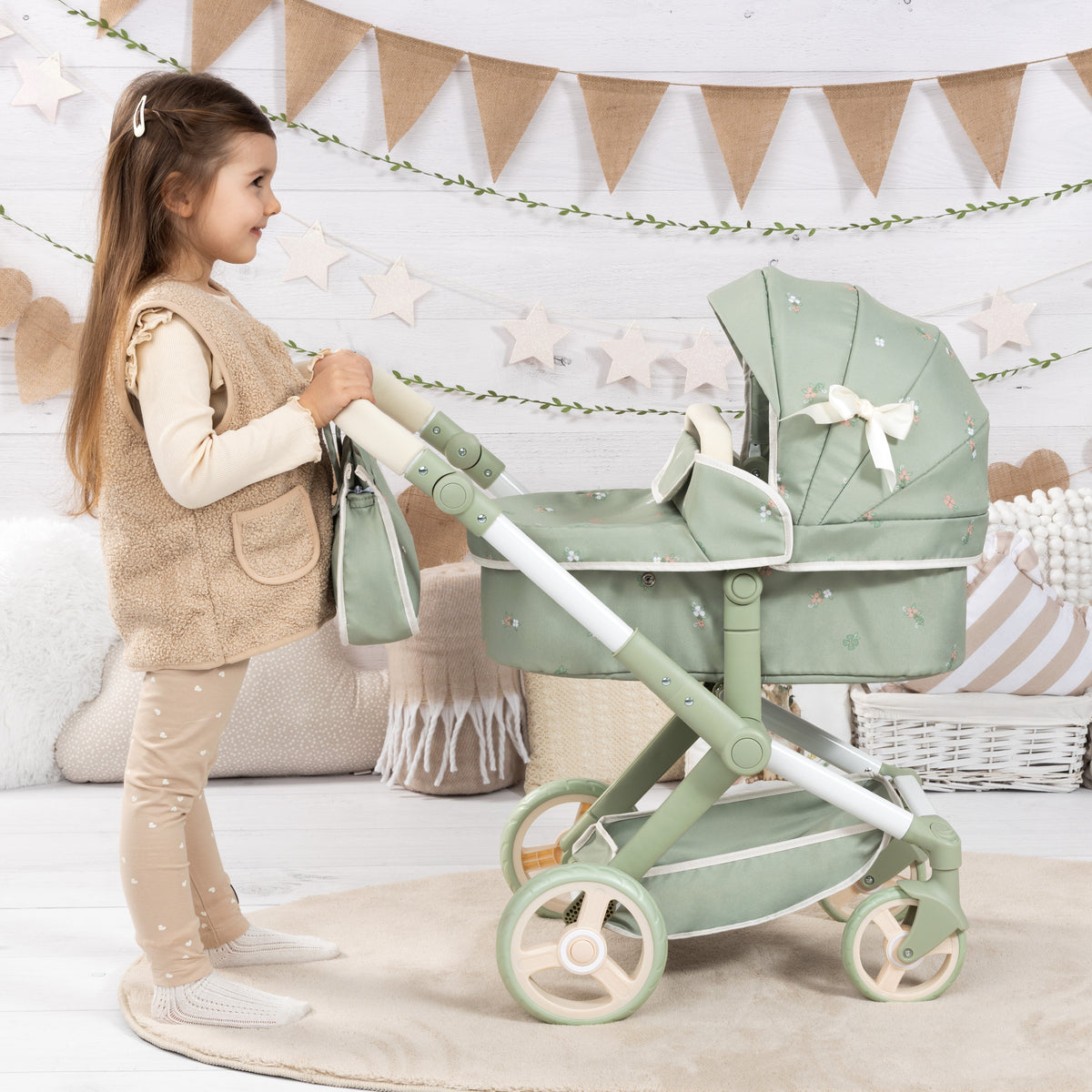 Brayer Xeo Doll Pram Soft Sage Green