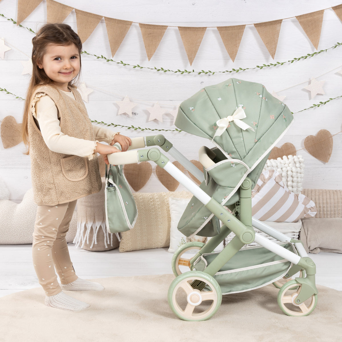 Brayer Xeo Doll Pram Soft Sage Green