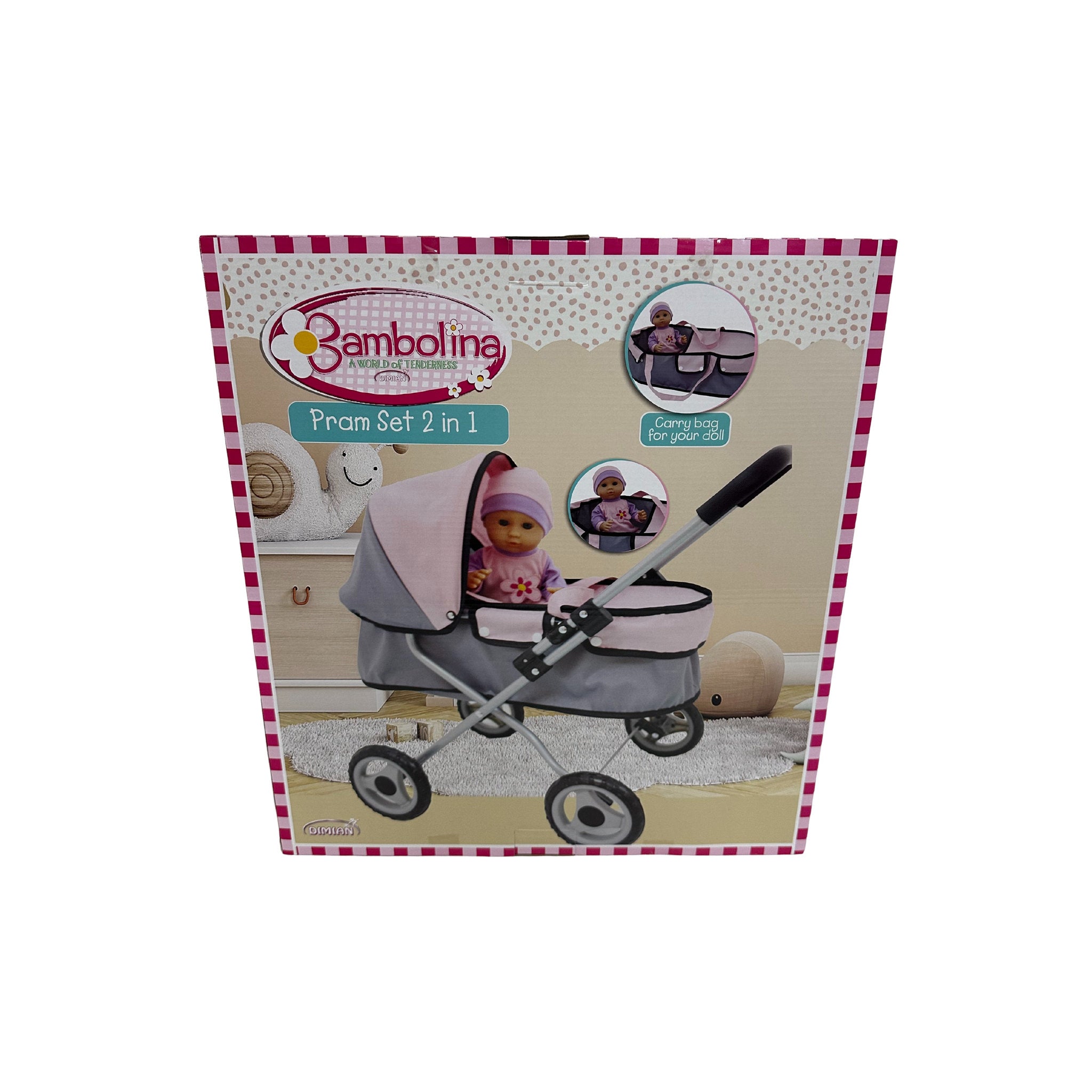 Bambolina Pram & Doll 2-IN-1 Set