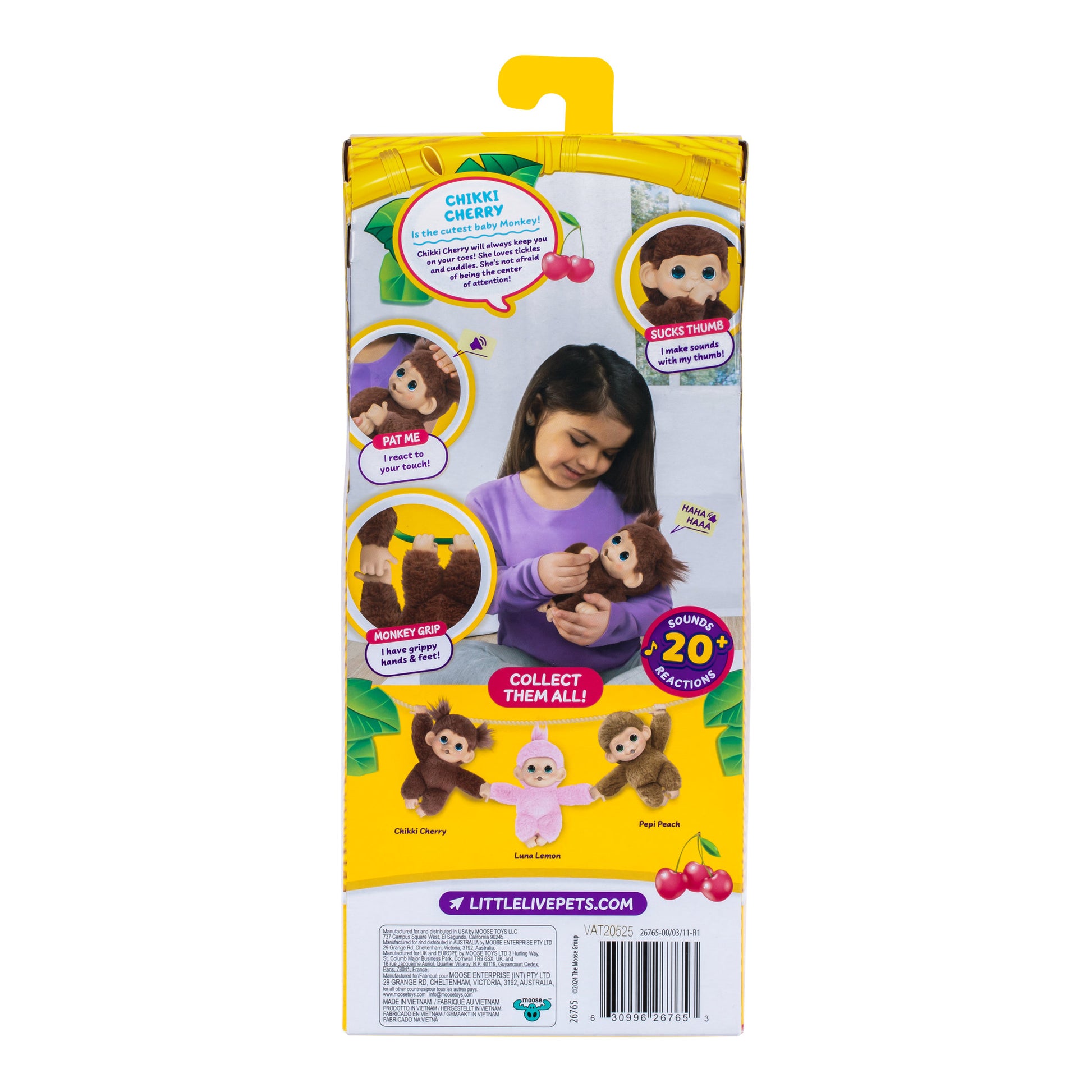 Little Live Pets My Baby  S3 Mini Monkey Single Pack - Chikki Cherri - Toyworld Australia