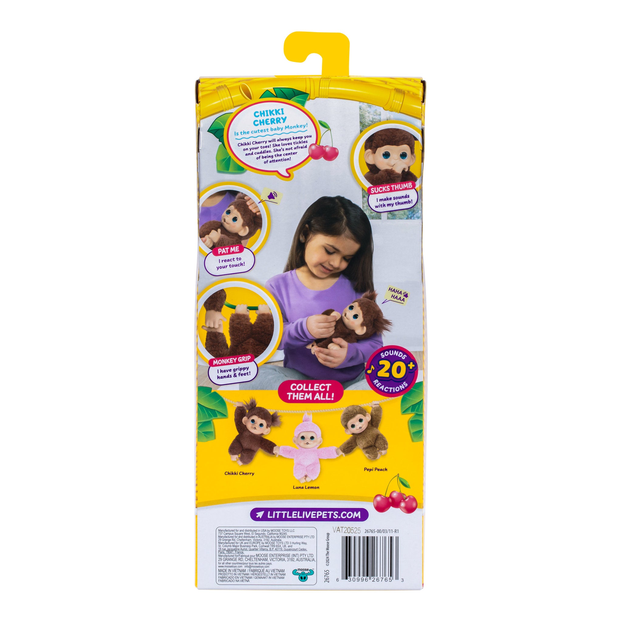 Little Live Pets My Baby  S3 Mini Monkey Single Pack - Chikki Cherri - Toyworld Australia