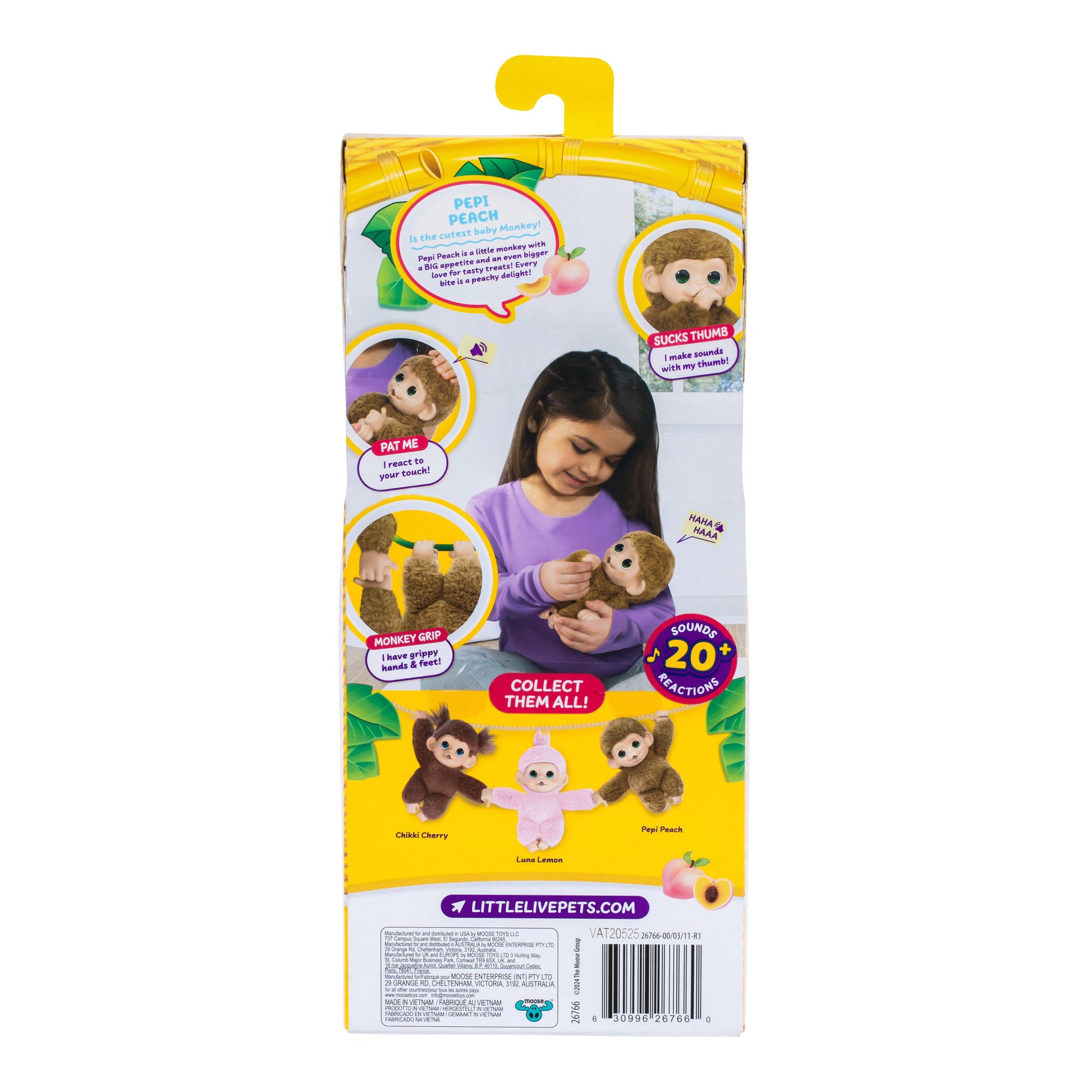 Little Live Pets My Baby  S3 Mini Monkey Single Pack - Pepi Peach - Toyworld Australia