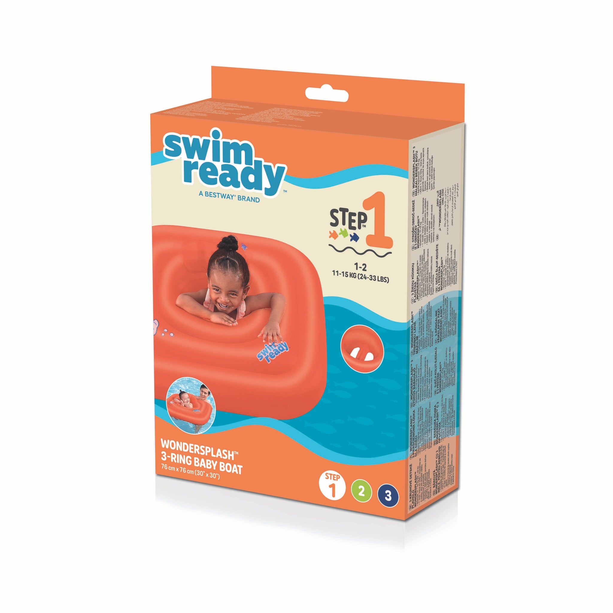 Swim Ready Wondersplash Square 3-Ring Baby Boat Float