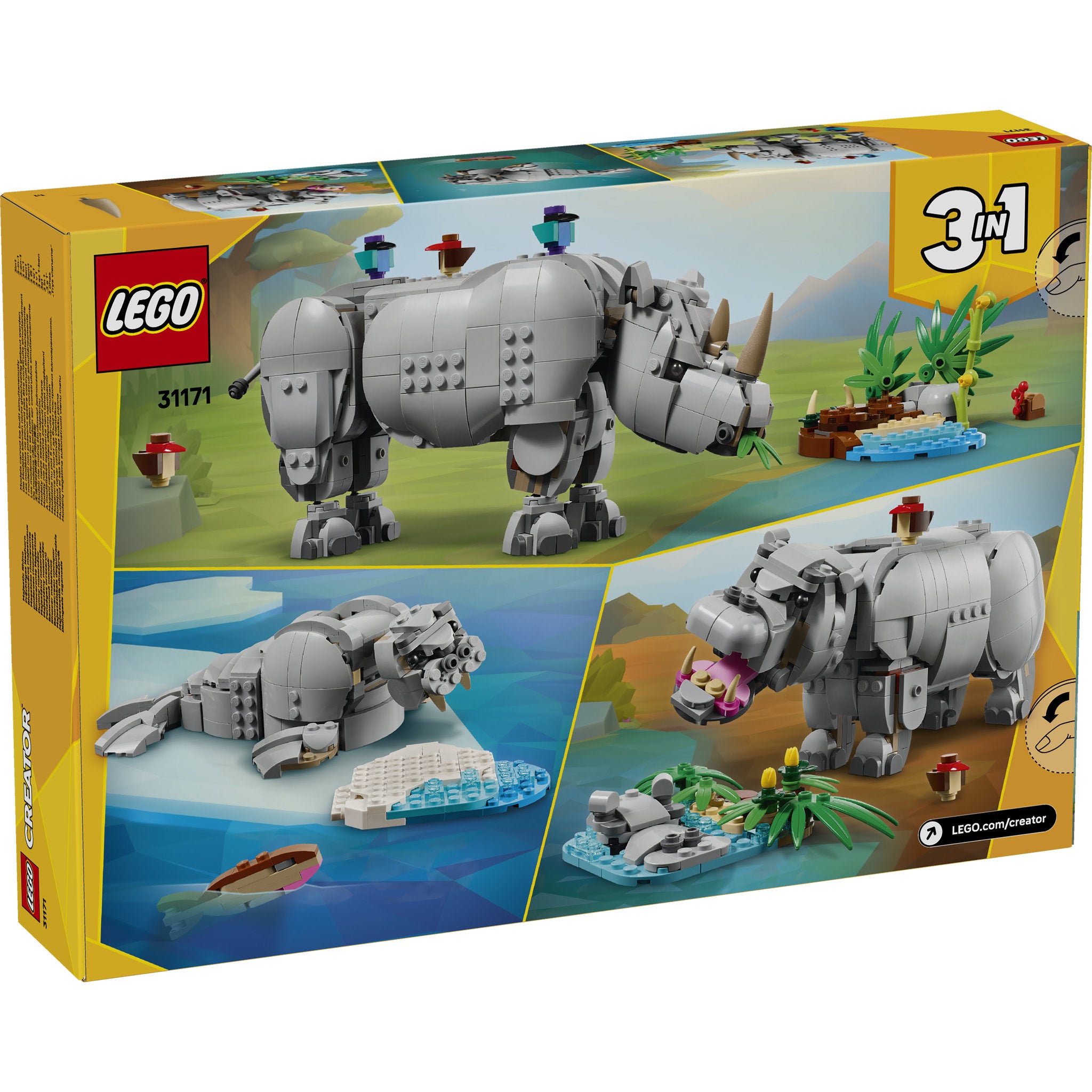 LEGO 31171 Creator Wild Animals: Majestic Rhino with Birds