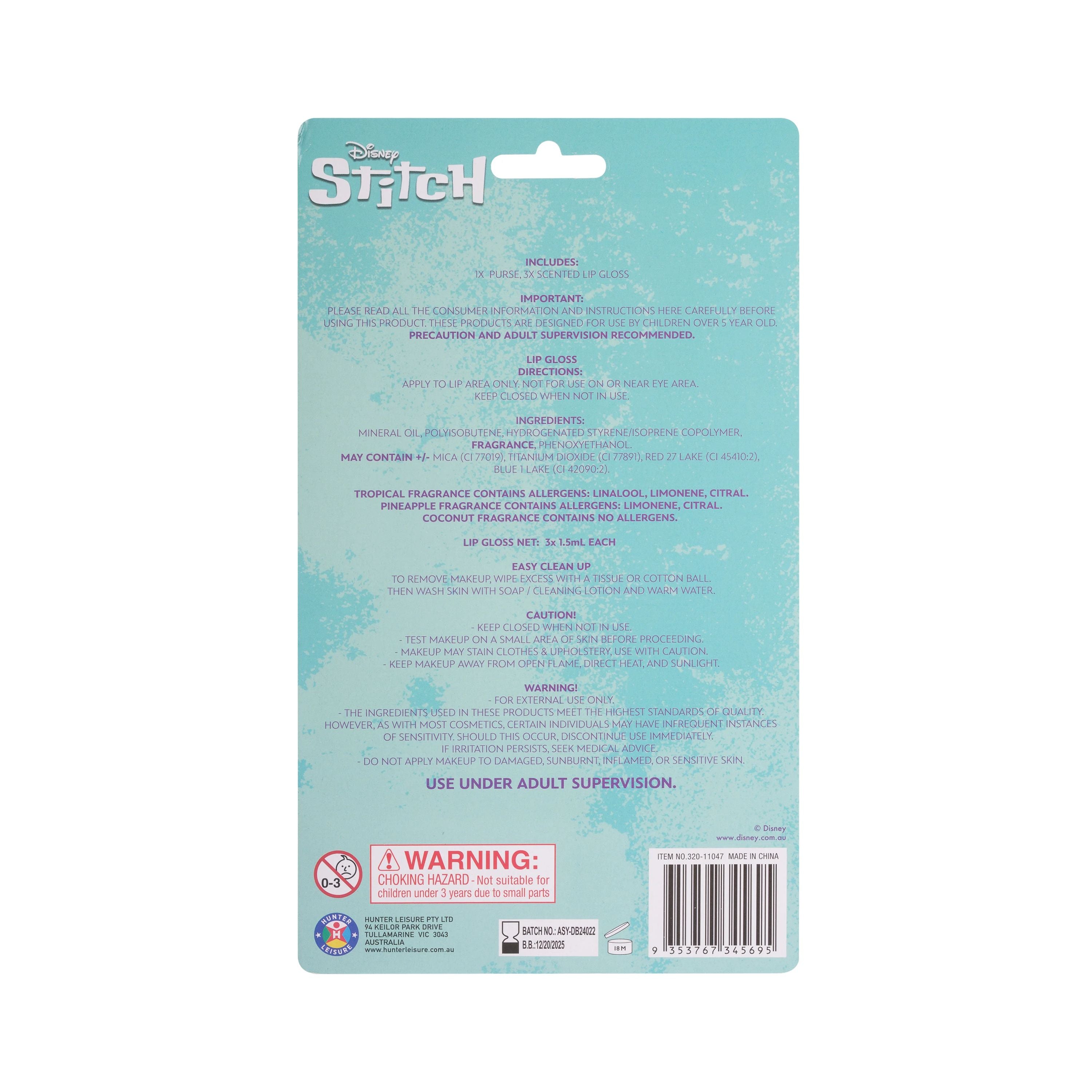 Disney Stitch Lip Gloss & Purse Set