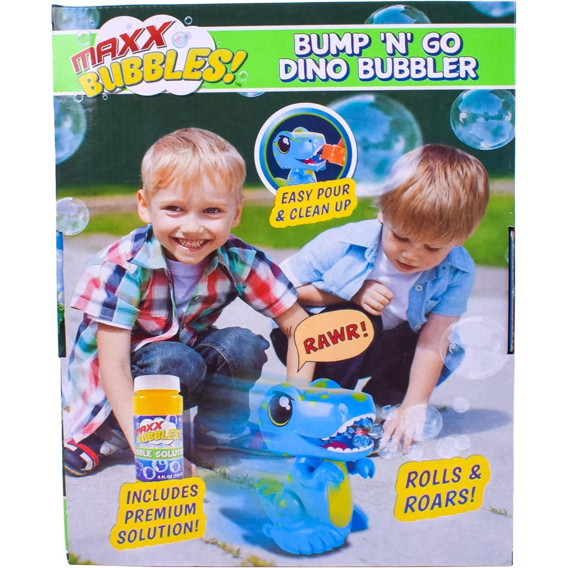 Maxx Bubbles Bump N Go Dino Bubbler Blue - Toyworld Australia