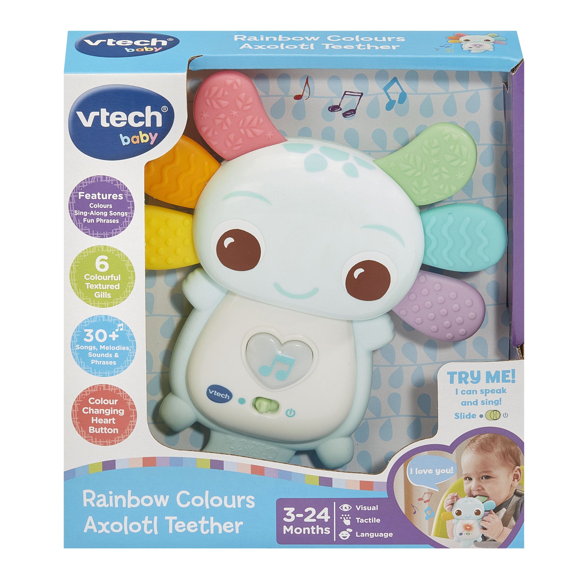 VTech Rainbow Colours Axolotl Teether Blue