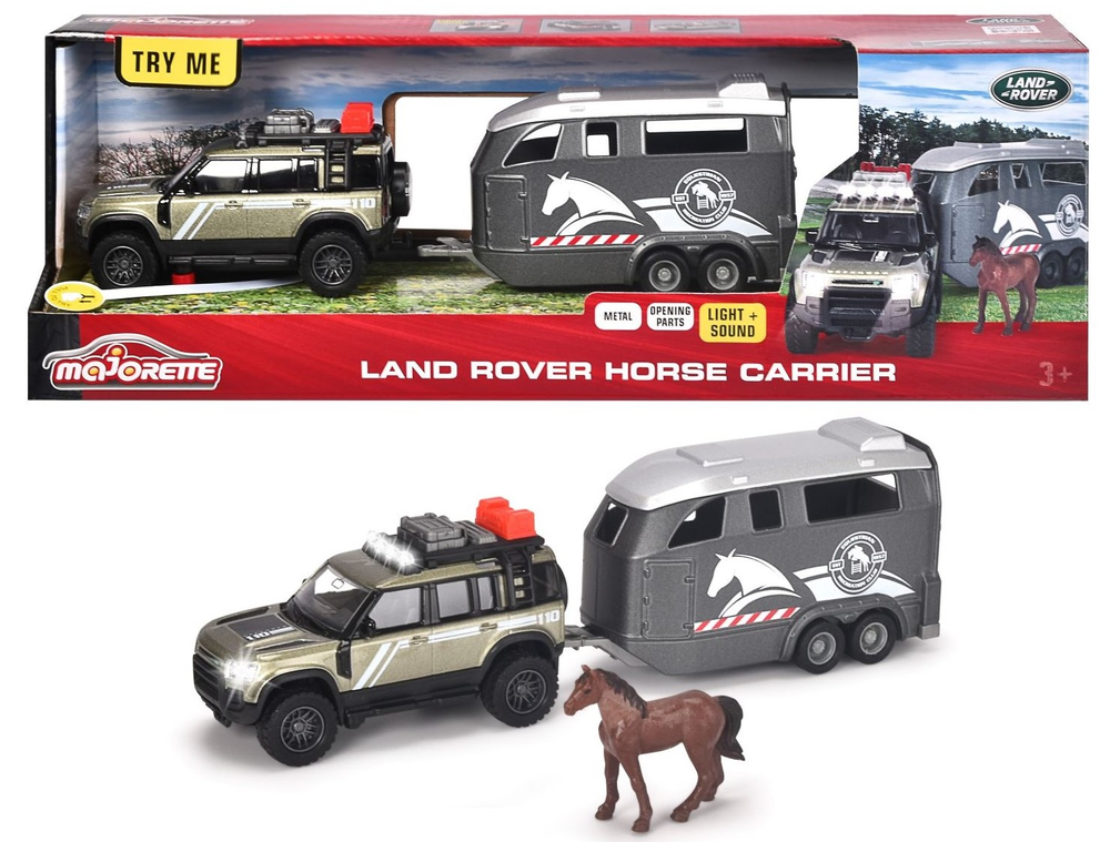 Majorette Land Rover Horse Carrier with Horse Trailer