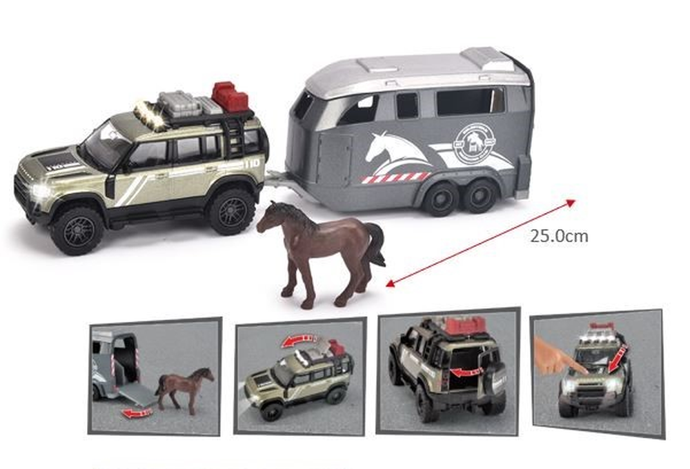 Majorette Land Rover Horse Carrier with Horse Trailer