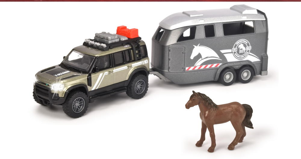 Majorette Land Rover Horse Carrier with Horse Trailer