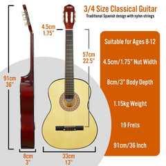 3RD AVENUE 3/4 SIZE CLASSICAL GUITAR PACK NATURAL