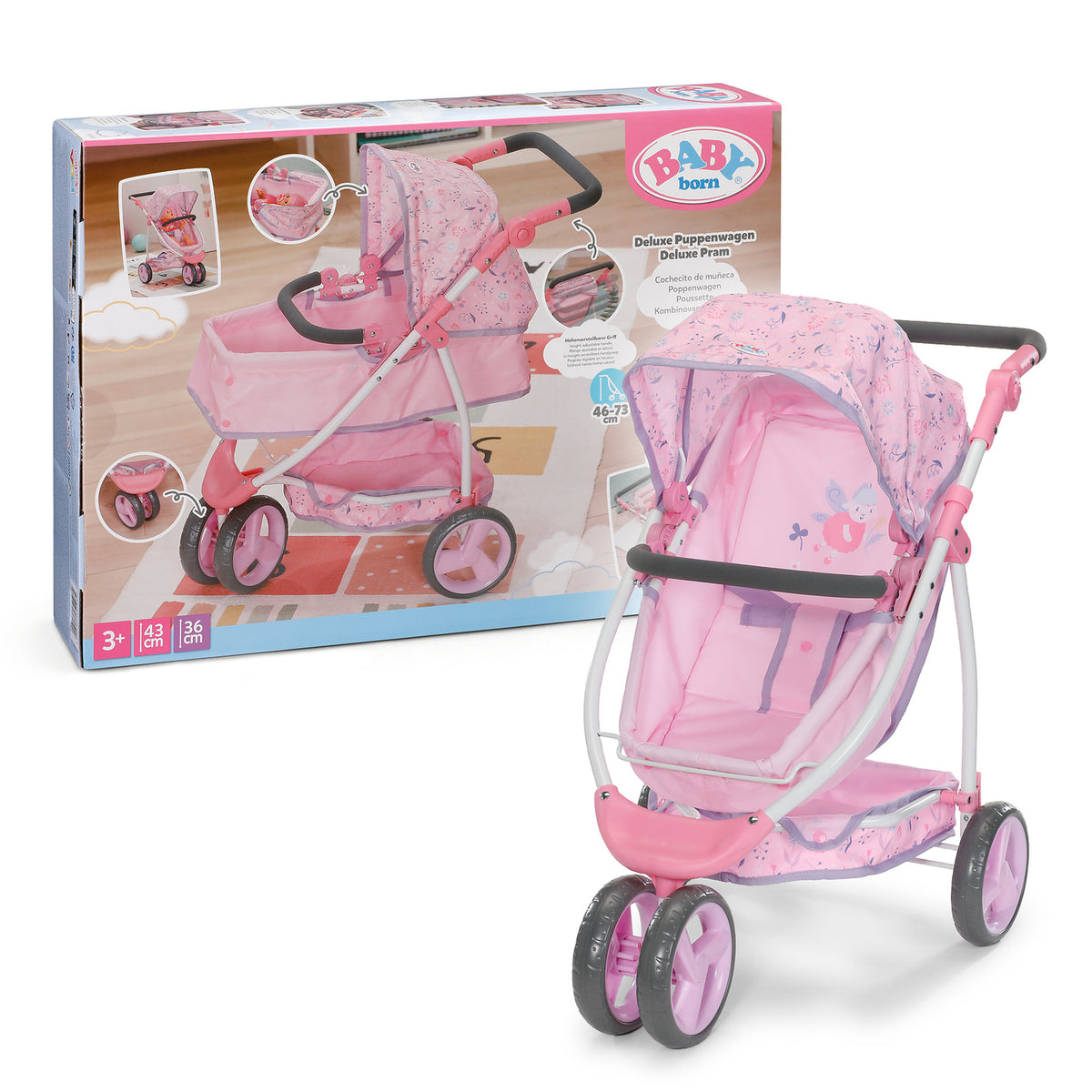 BABY Born Deluxe Pram - Flowers
