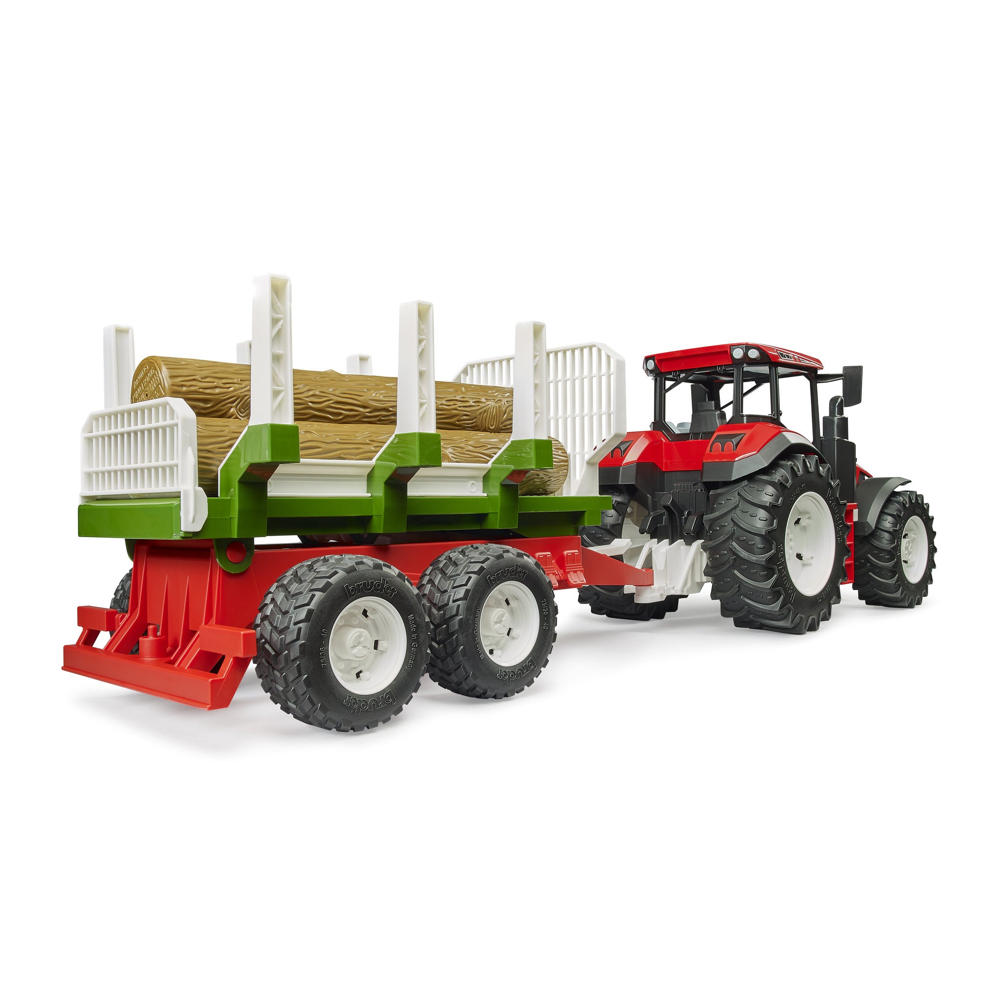 Bruder Tractor with Forestry Trailer & 3 Logs