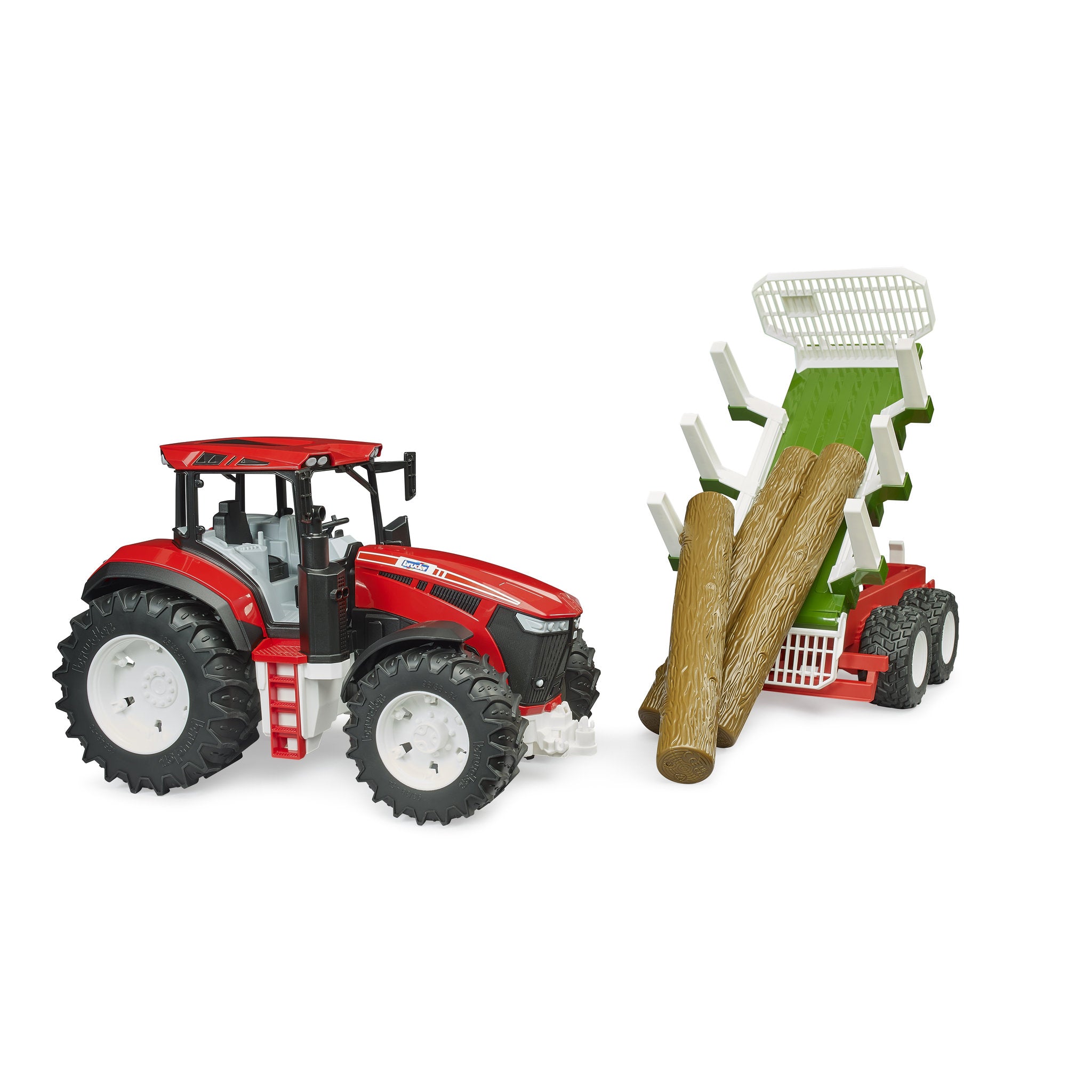 Bruder Tractor with Forestry Trailer & 3 Logs
