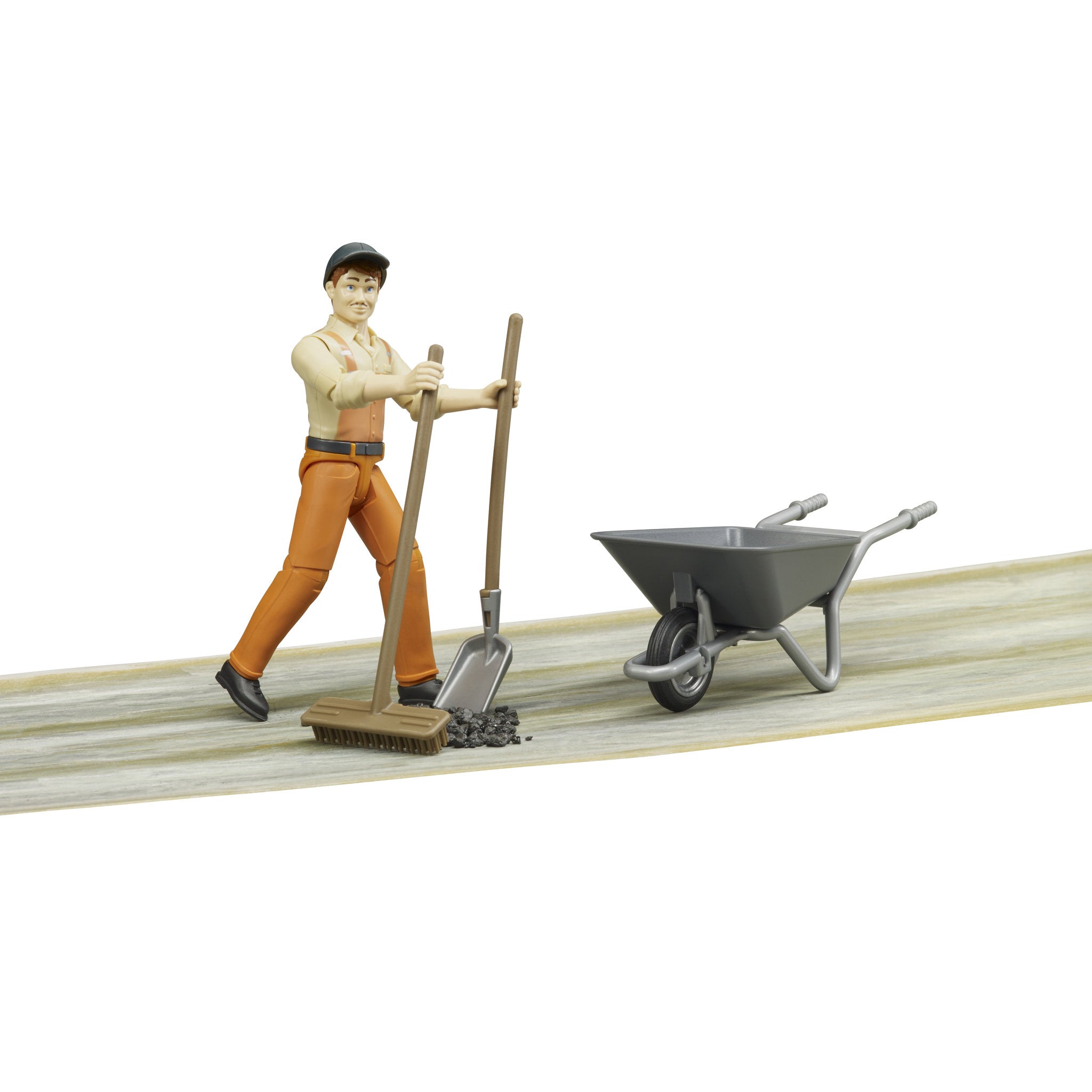Bruder Municiple Worker Figure Set With Barrow & Tools