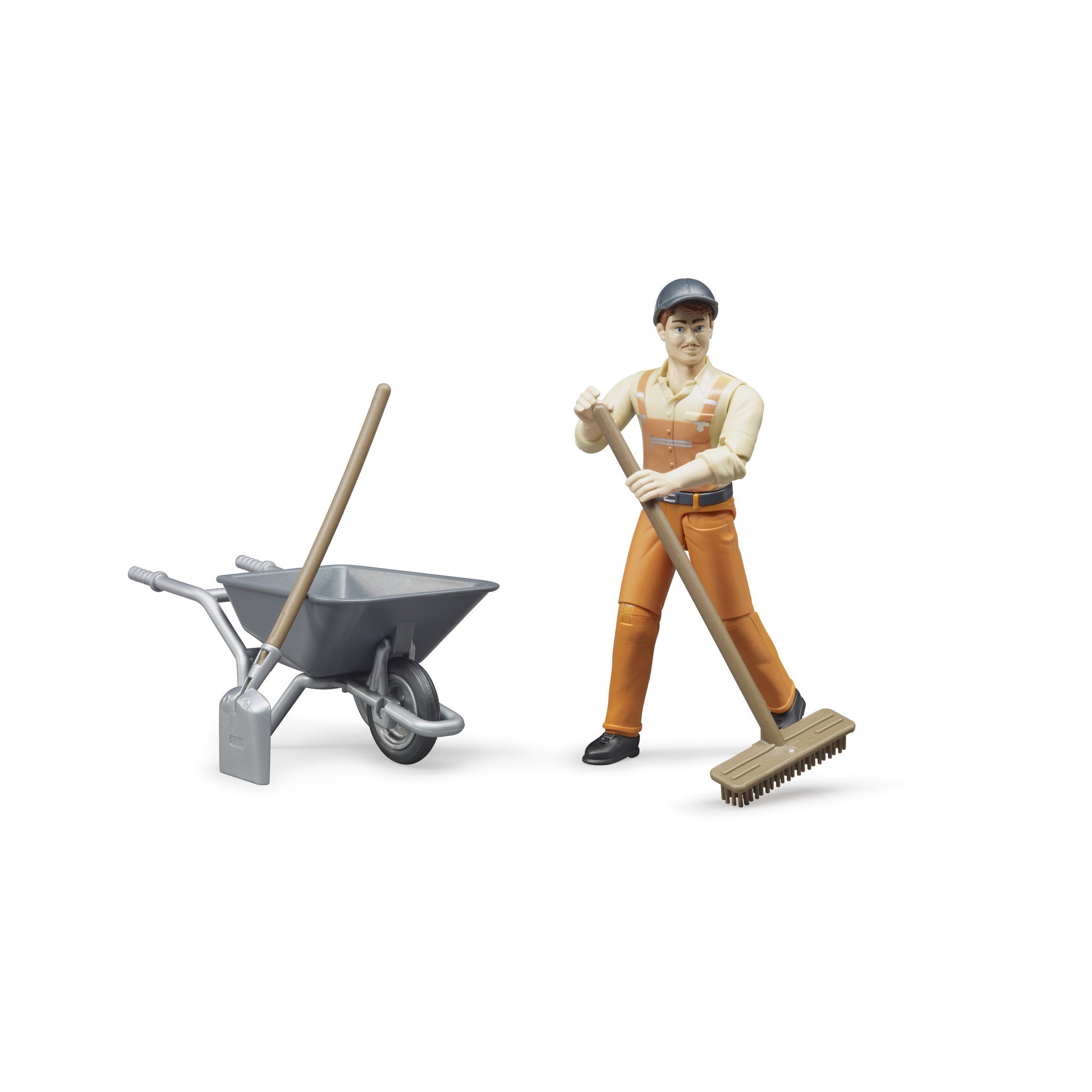 Bruder Municiple Worker Figure Set With Barrow & Tools