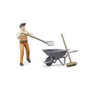 Bruder Municiple Worker Figure Set With Barrow & Tools