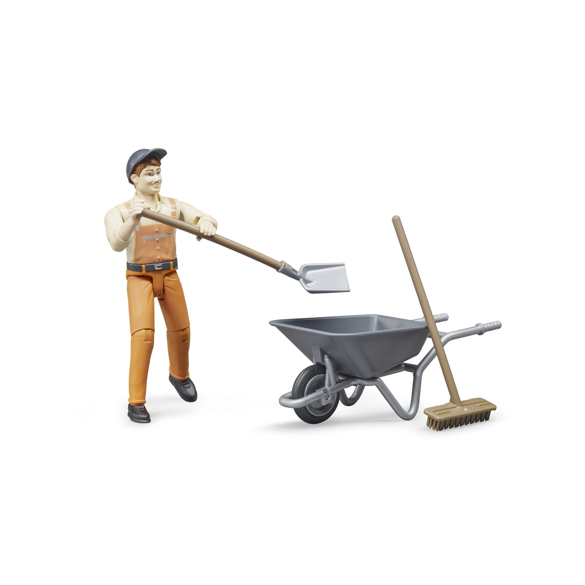 Bruder Municiple Worker Figure Set With Barrow & Tools