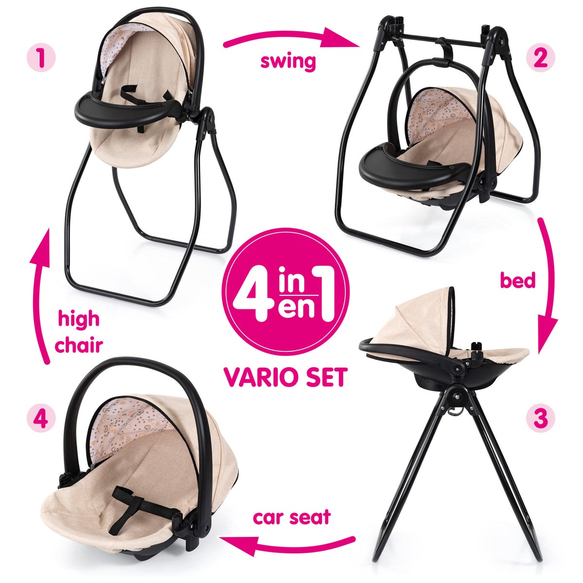 Bayer 4-In-1 Doll Accessory Set - Beige